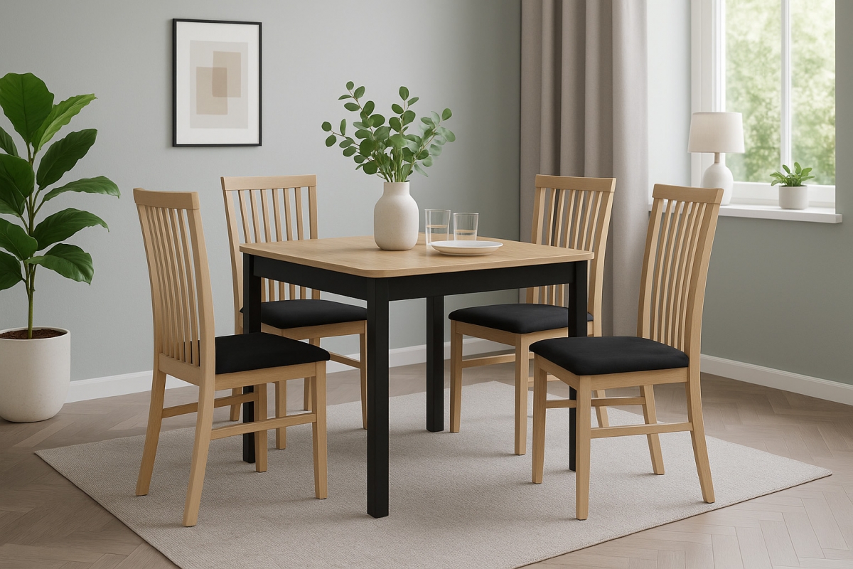 Rozkladací jedálenský stôl Batrio 90-130x90 cm - dub artisan / čierna Stôl rozkladany Biatro 90-130x90 cm - Dub artisan / Čierny