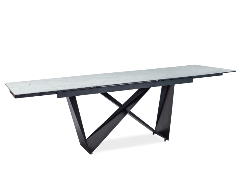 Rozkladací stôl Cavalli II - Biely mramor/Čierny Stôl rozkladany cavalli ii - Biely mramor/Čierny