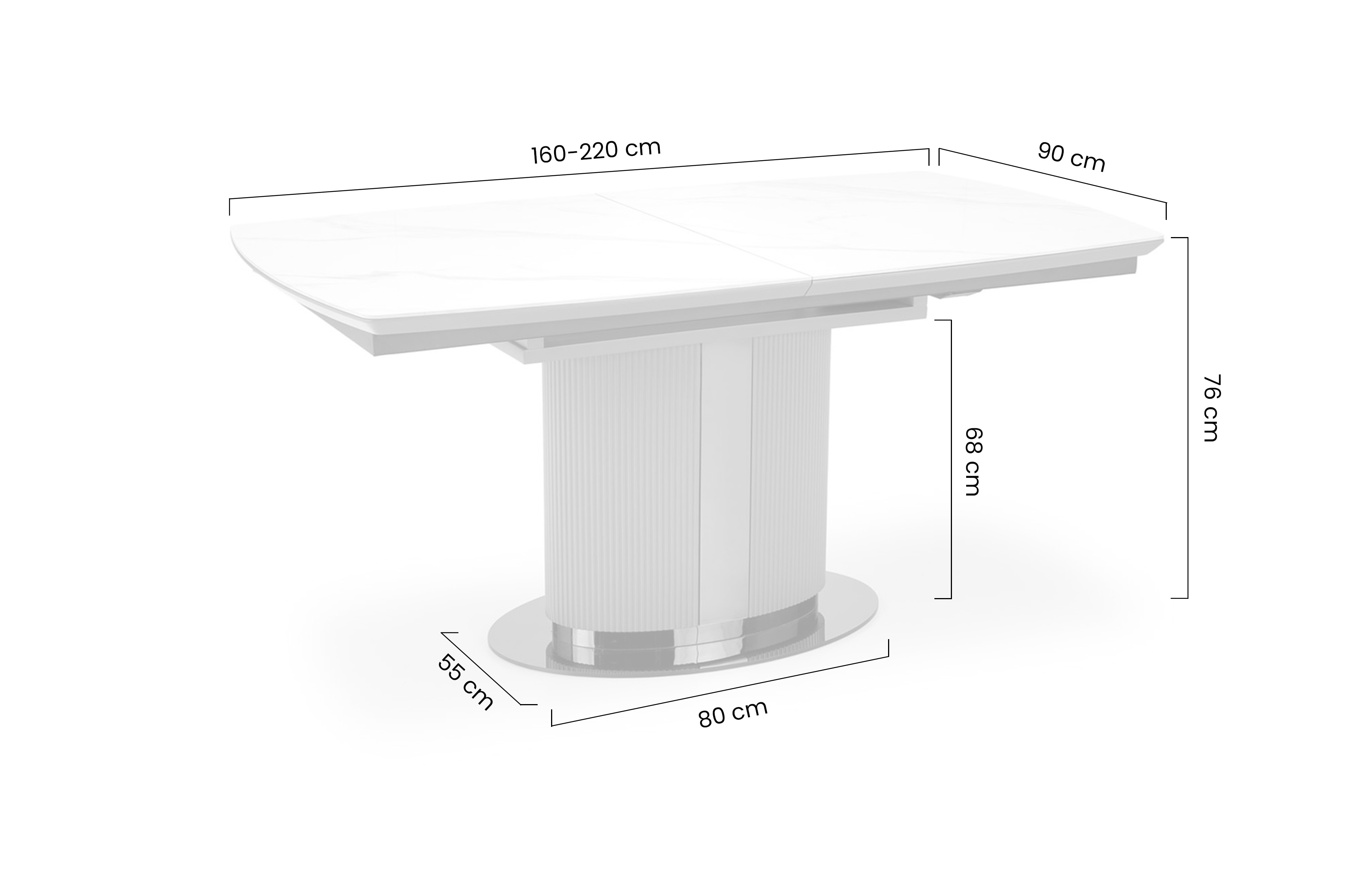 Rozkládací stůl Dancan 160-220x90 cm - bílý mramor / šedý Stůl rozkladany Dancan 160-220x90 cm - bílá mramor / popelavá 