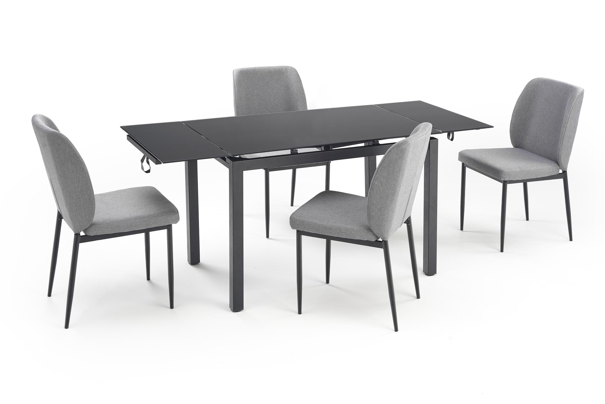 JASPER stůl + 4 Židle Stůl rozkládací do jídelny 110-170 z 4 krzeslami jasper - Popelový / Černý