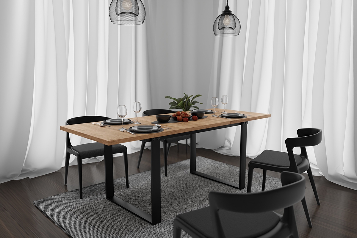 Rozkládací jídelní stůl Temir 140–200x80 cm - dub wotan stůl do jídelny 