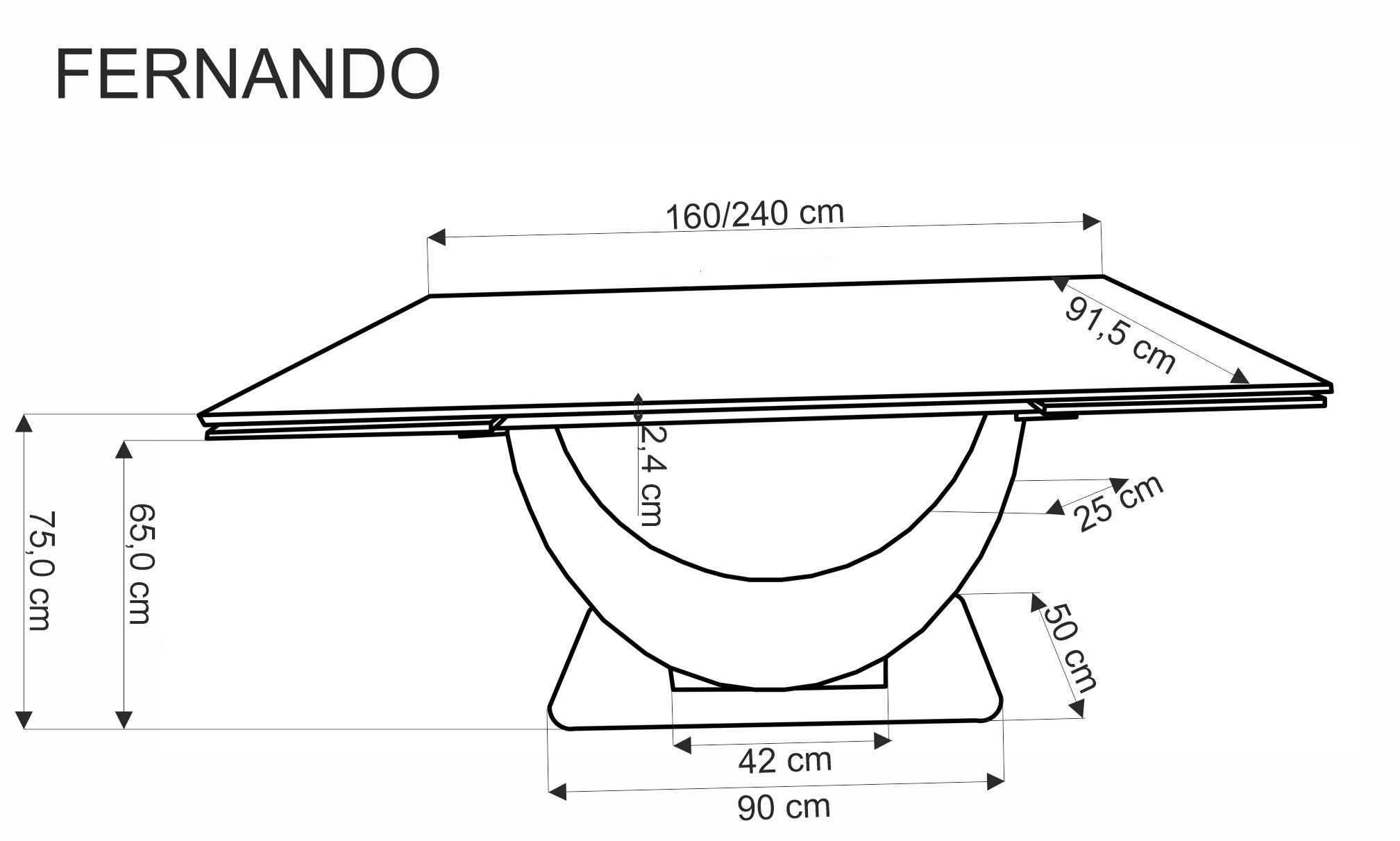 FERNANDO masă extensibila, blat - alb marmură, picioare - negru stol rozkladany fernando 160-240x92 cm - bialy marmură / negru Picioare