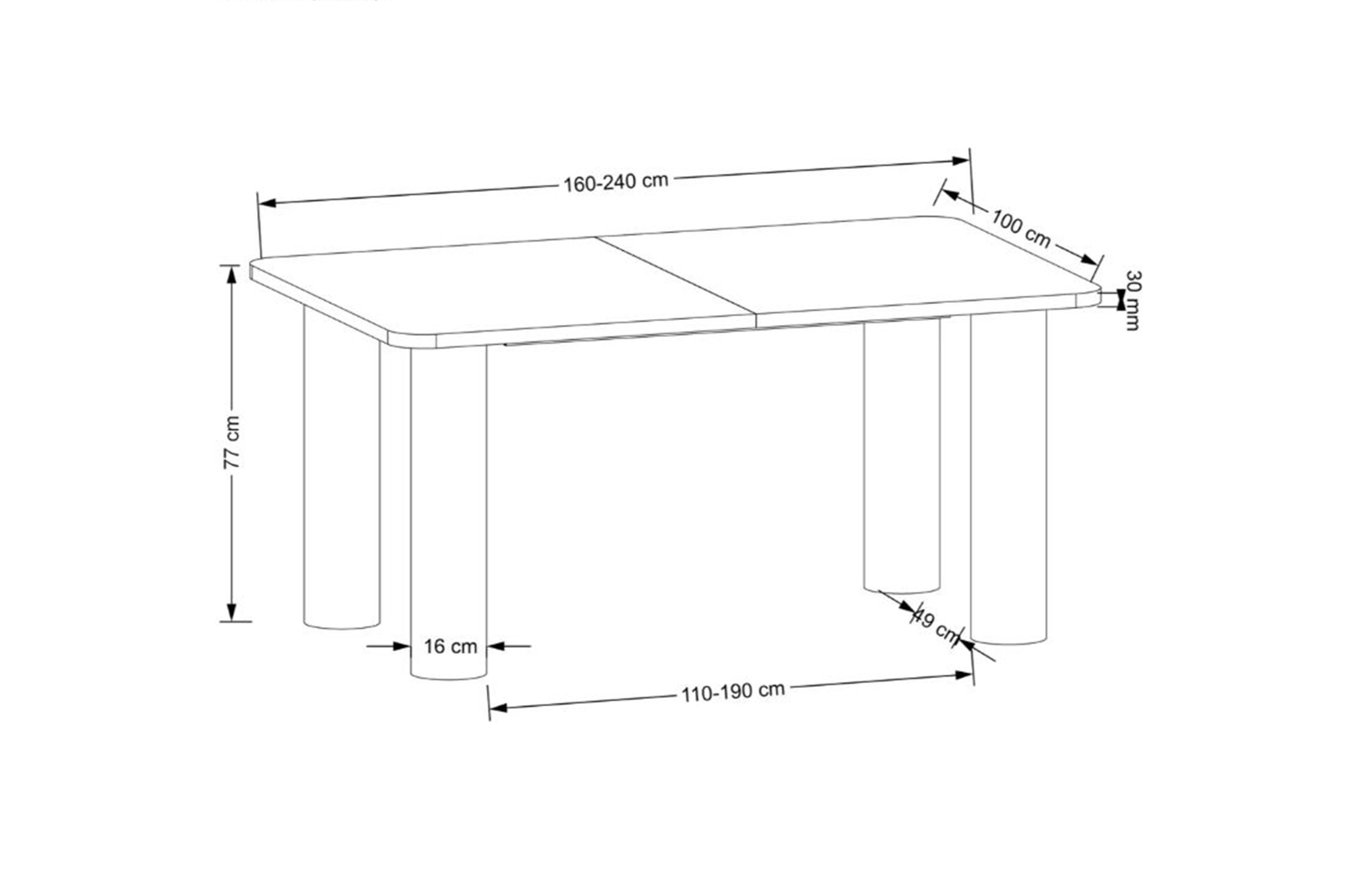 Rozkládací jídelní stůl Gravon - 160-240x100 cm - dub natural Stůl rozkladany Gravon 160-240x100 prostokatny - dub přírodní