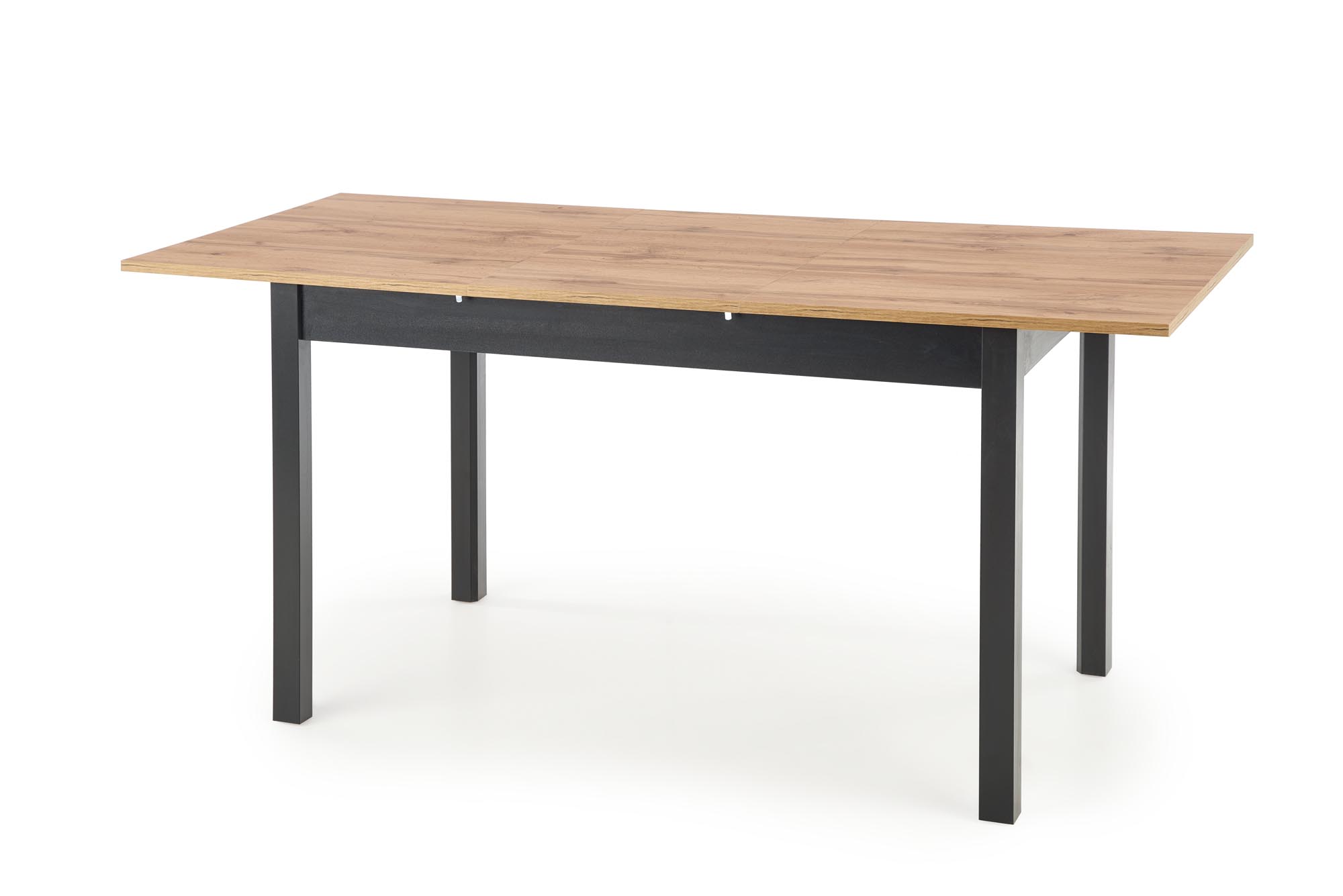 Rozkladací jedálenský stôl Greg 124-168x74 cm - dub wotan / čierna Praktický a moderný stôl 
