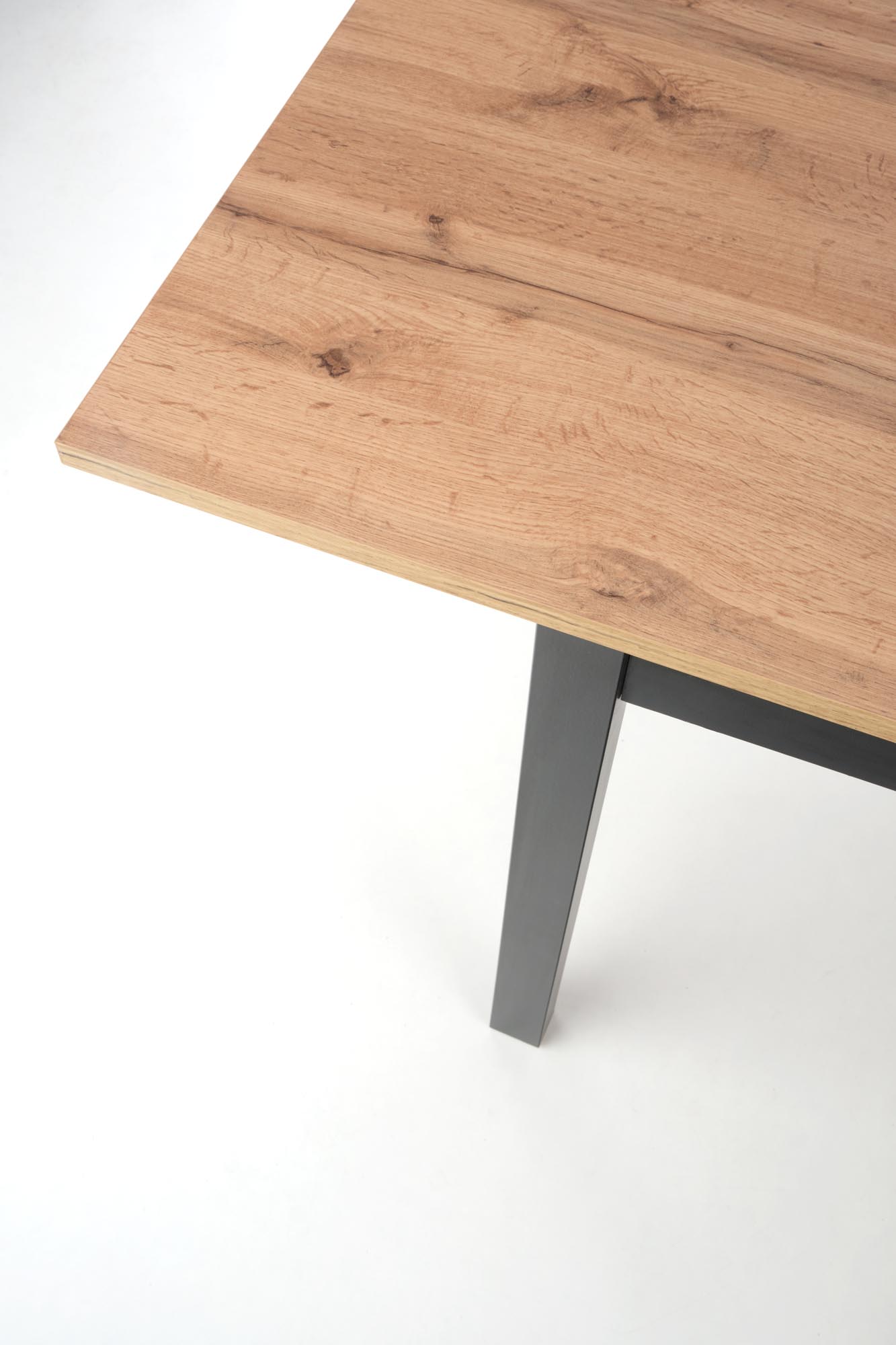 Rozkladací jedálenský stôl Greg 124-168x74 cm - dub wotan / čierna Stôl po rozložení 