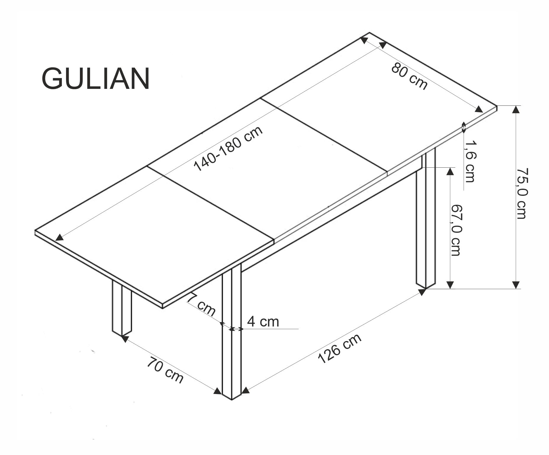 Jedálenský stôl Gulian 140 -180x80 cm - Dub wotan / čierny nožičky stôl rozkladany gulian 140-180x80 cm - Dub wotan / čierny nožičky