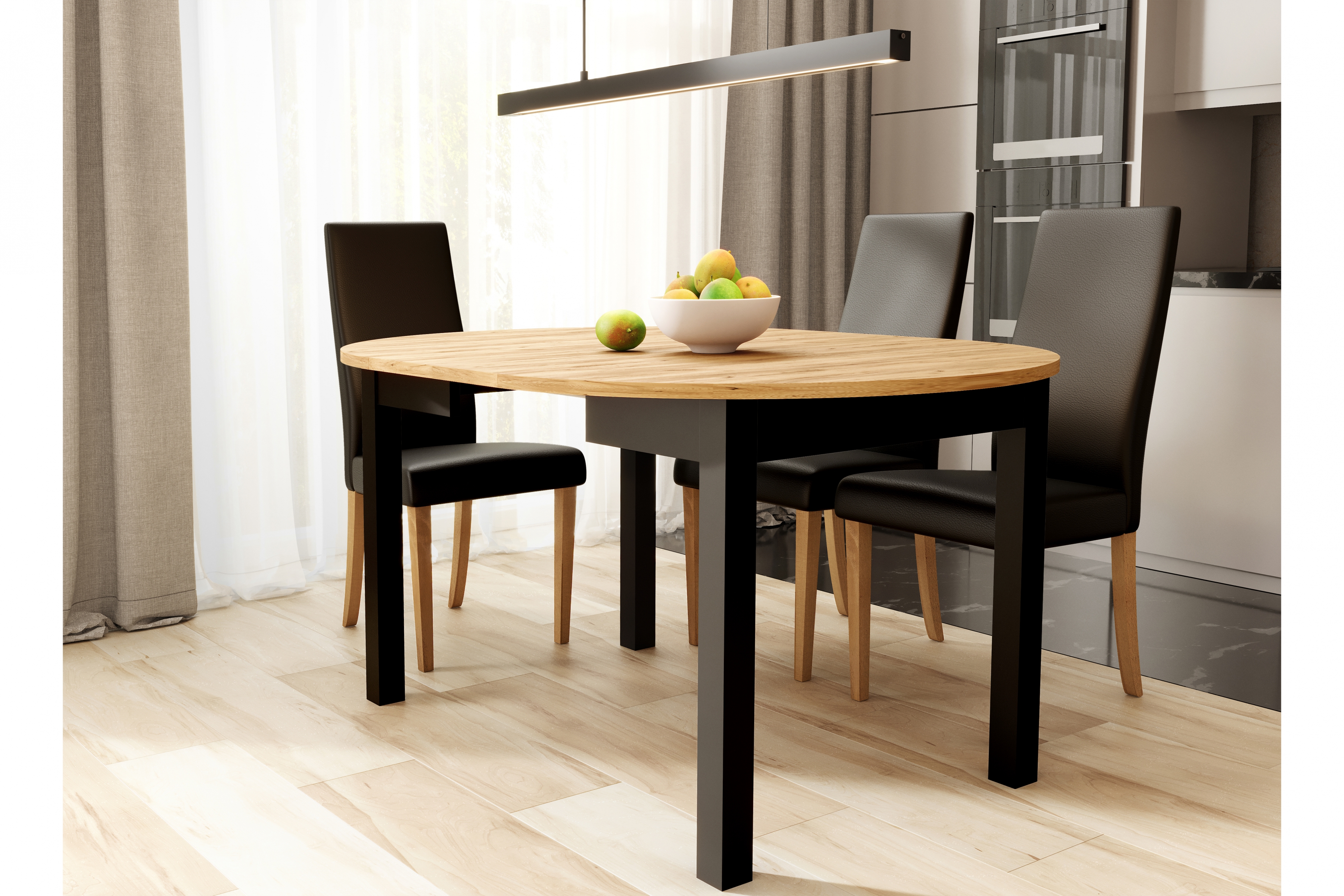 Rozkládací jídelní stůl Indus 02 105-240x105 cm - dub craft / černá Stůl rozkládací Indus 02 - 105-240x105 cm - dub craft/černá