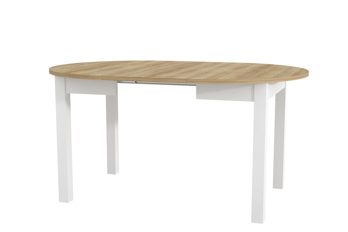 Rozkládací jídelní stůl Indus 02 105-240x105 cm - dub riviera / bílý mat Stůl rozkládací Indus 02 - 105-240x105 cm - dub riviera/bílý mat