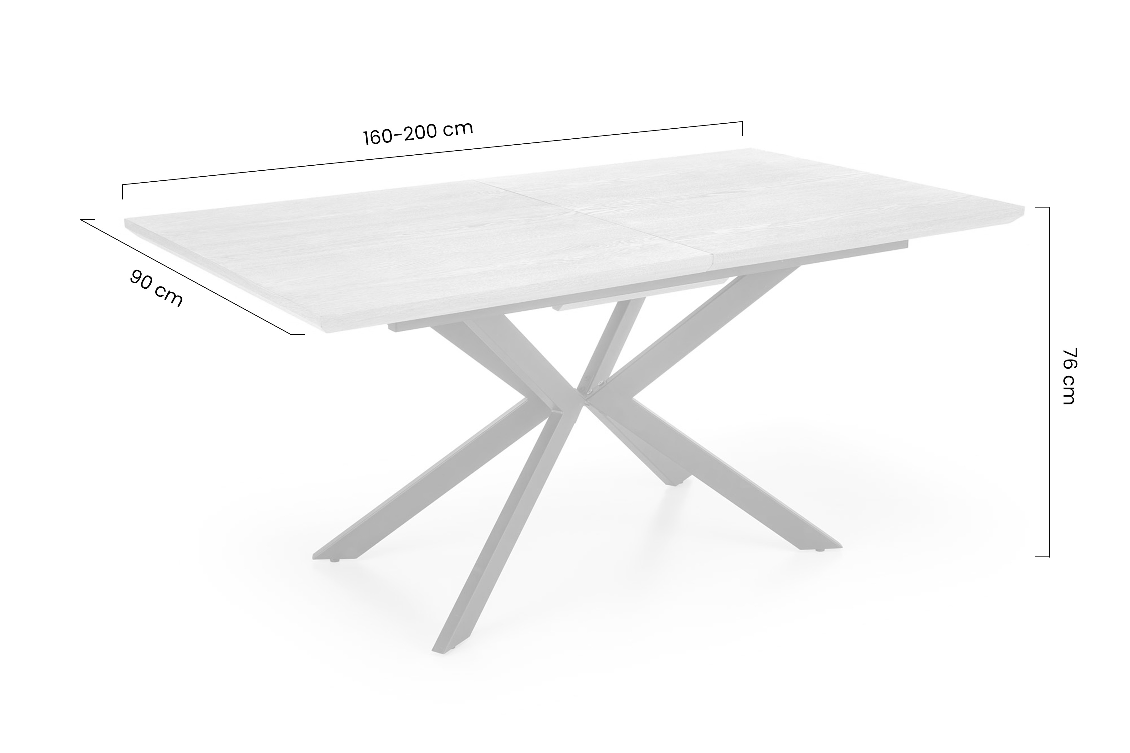 Rozkladací stôl Legarto 160-200x90 cm - prírodný dub / čierna Stôl rozkladany Legarto 160-200x90 cm - Dub prírodné / Čierny