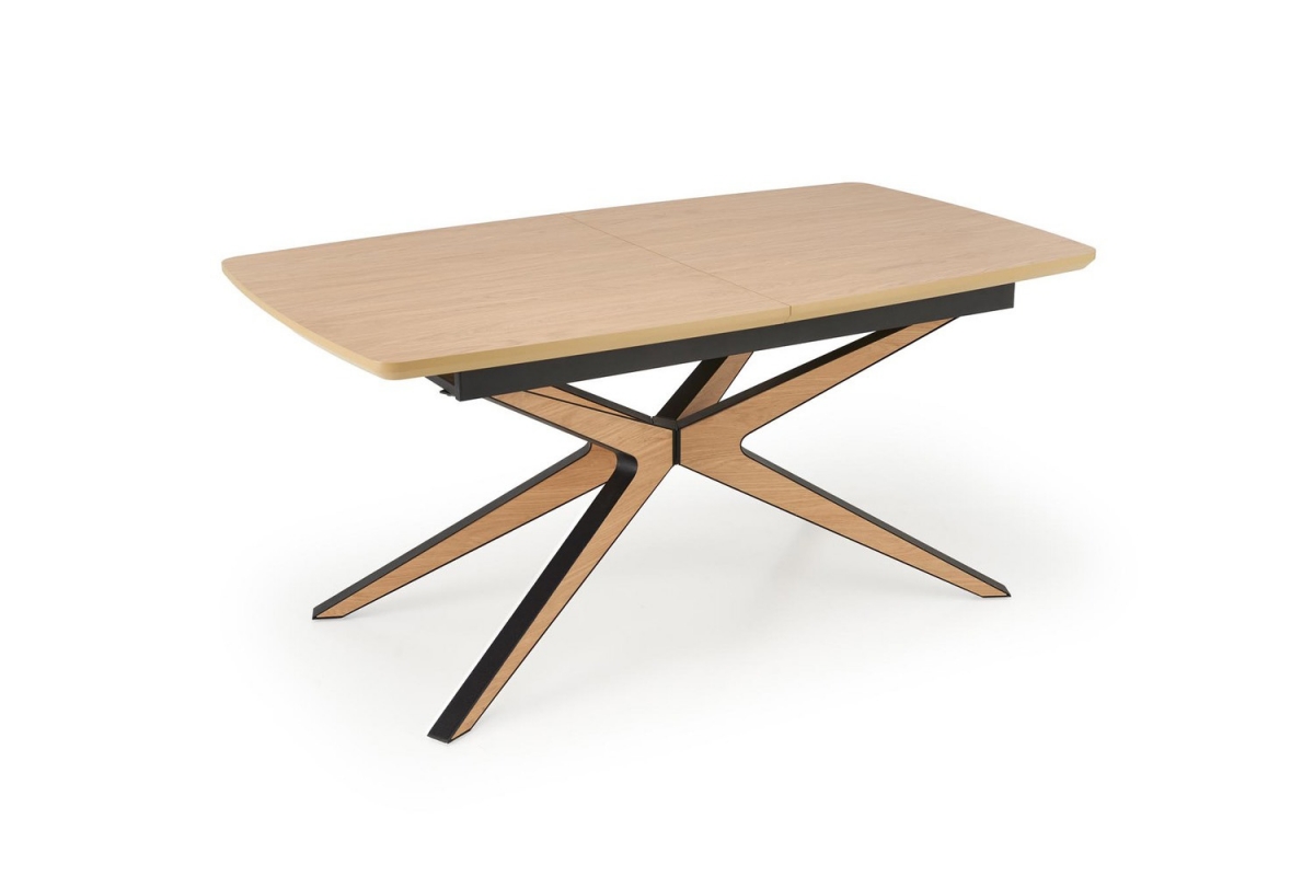 Rozkládací stůl Lenvaro 160-220x90 cm - světle hnědý / černý Stůl rozkladany Lenvaro 160-220x90 cm - světle hnědá / černá