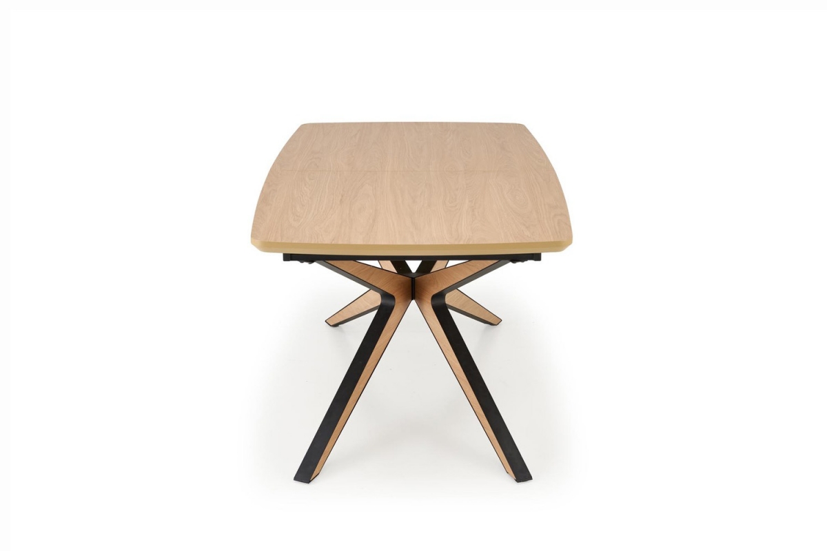 Rozkládací stůl Lenvaro 160-220x90 cm - světle hnědý / černý Stůl rozkladany Lenvaro 160-220x90 cm - světle hnědá / černá