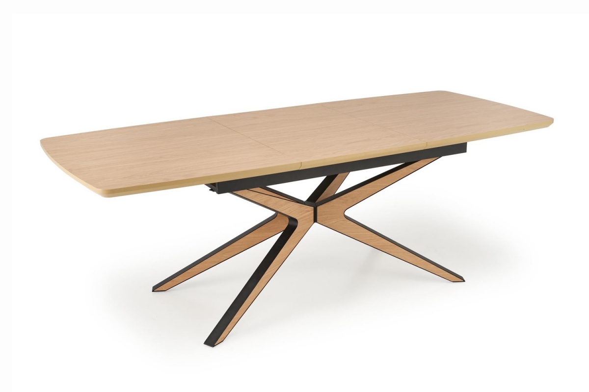 Rozkládací stůl Lenvaro 160-220x90 cm - světle hnědý / černý Stůl rozkladany Lenvaro 160-220x90 cm - světle hnědá / černá