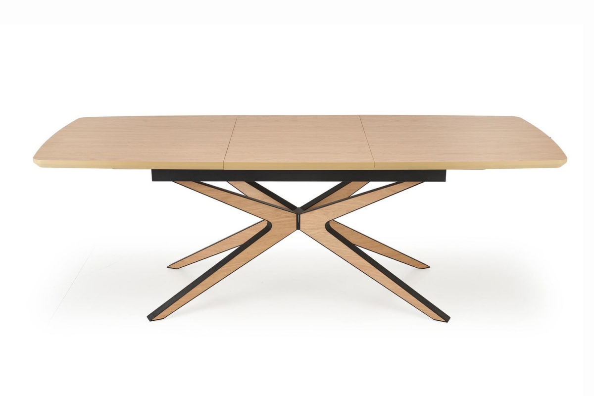 Rozkládací stůl Lenvaro 160-220x90 cm - světle hnědý / černý Stůl rozkladany Lenvaro 160-220x90 cm - světle hnědá / černá