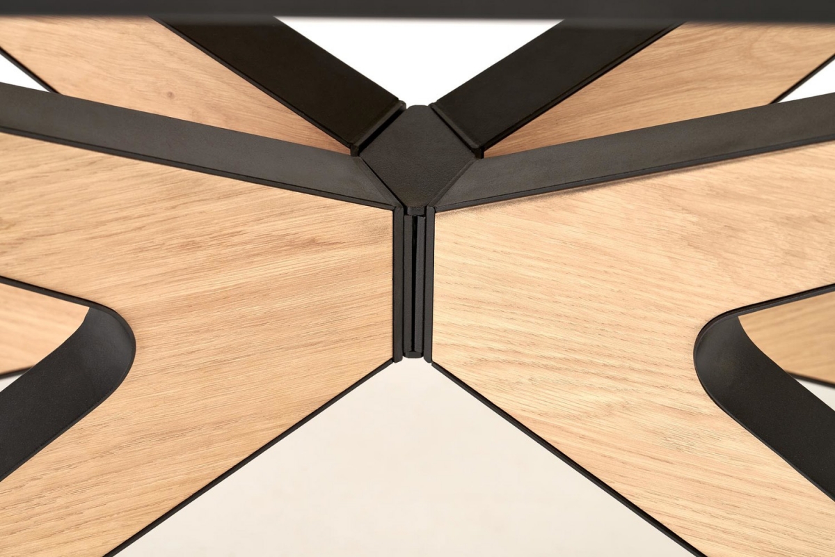 Rozkládací stůl Lenvaro 160-220x90 cm - světle hnědý / černý Stůl rozkladany Lenvaro 160-220x90 cm - světle hnědá / černá