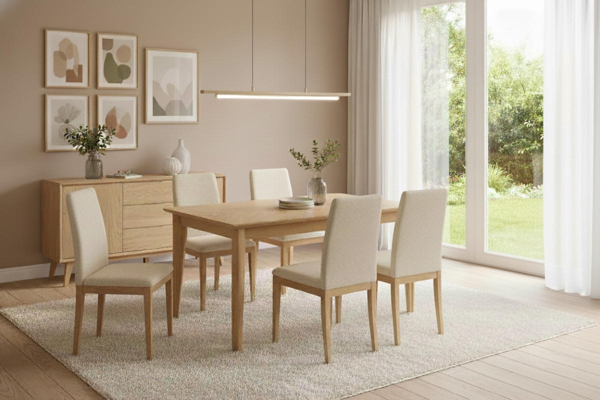 Rozkládací jídelní stůl Liroden 160-240x90 cm dřevěný - přírodní dub Stůl rozkladany Liroden 160-240x90 cm dřevo - dub přírodní