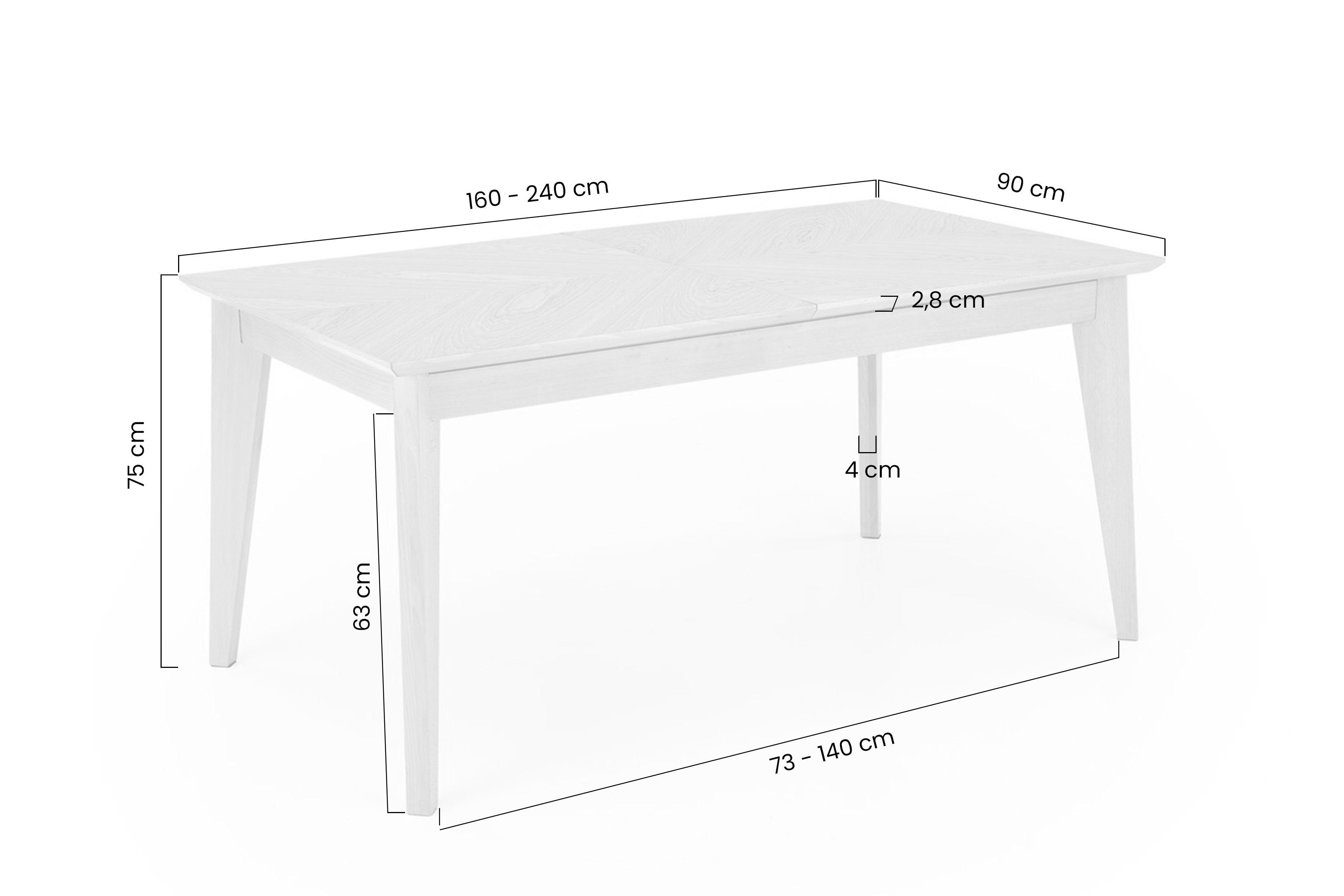 Rozkládací jídelní stůl Liroden 160-240x90 cm dřevěný - přírodní dub Stůl rozkladany Liroden 160-240x90 cm dřevo - dub přírodní