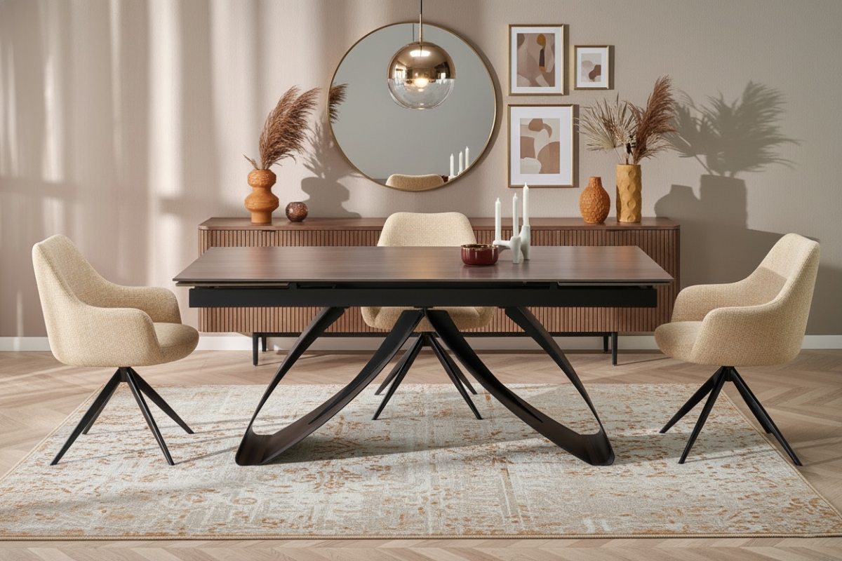 Stůl rozkladany Morvian 180-260x90 cm - ořech / černá Stůl rozkladany Morvian 180-260x90 cm - ořech / černá