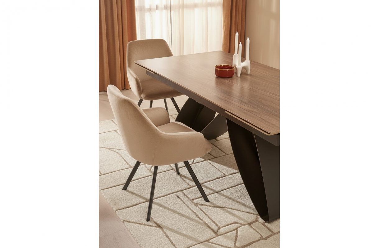 Stůl rozkladany Morvian 180-260x90 cm - ořech / černá Stůl rozkladany Morvian 180-260x90 cm - ořech / černá