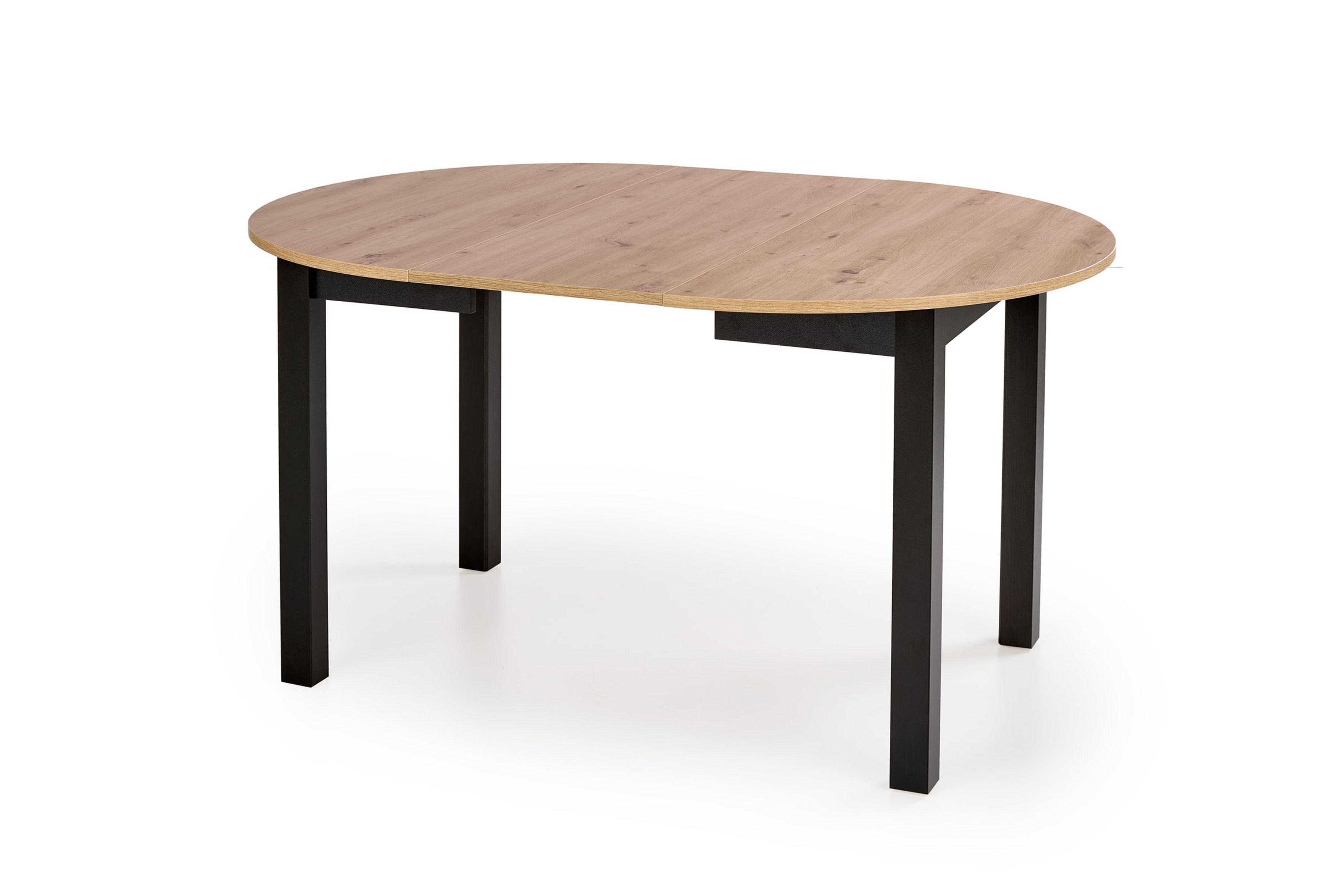 Rozkladací jedálenský stôl Neryt 102-142x102 cm - dub artisan / čierna Stôl rozkladany Neryt 102-142x102 cm okrúhly- Dub artisan / Čierny