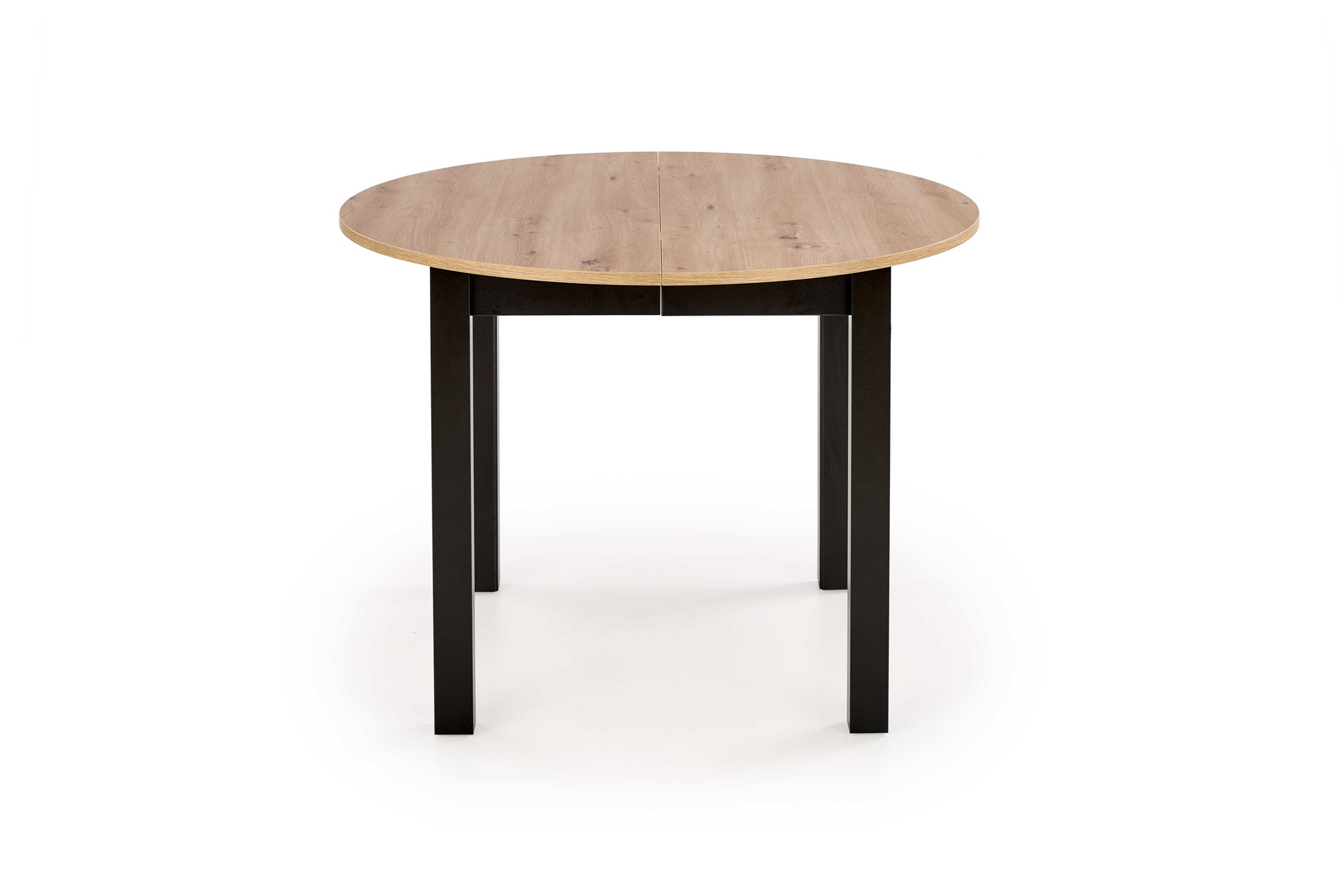 Rozkladací jedálenský stôl Neryt 102-142x102 cm - dub artisan / čierna Stôl rozkladany Neryt 102-142x102 cm okrúhly- Dub artisan / Čierny