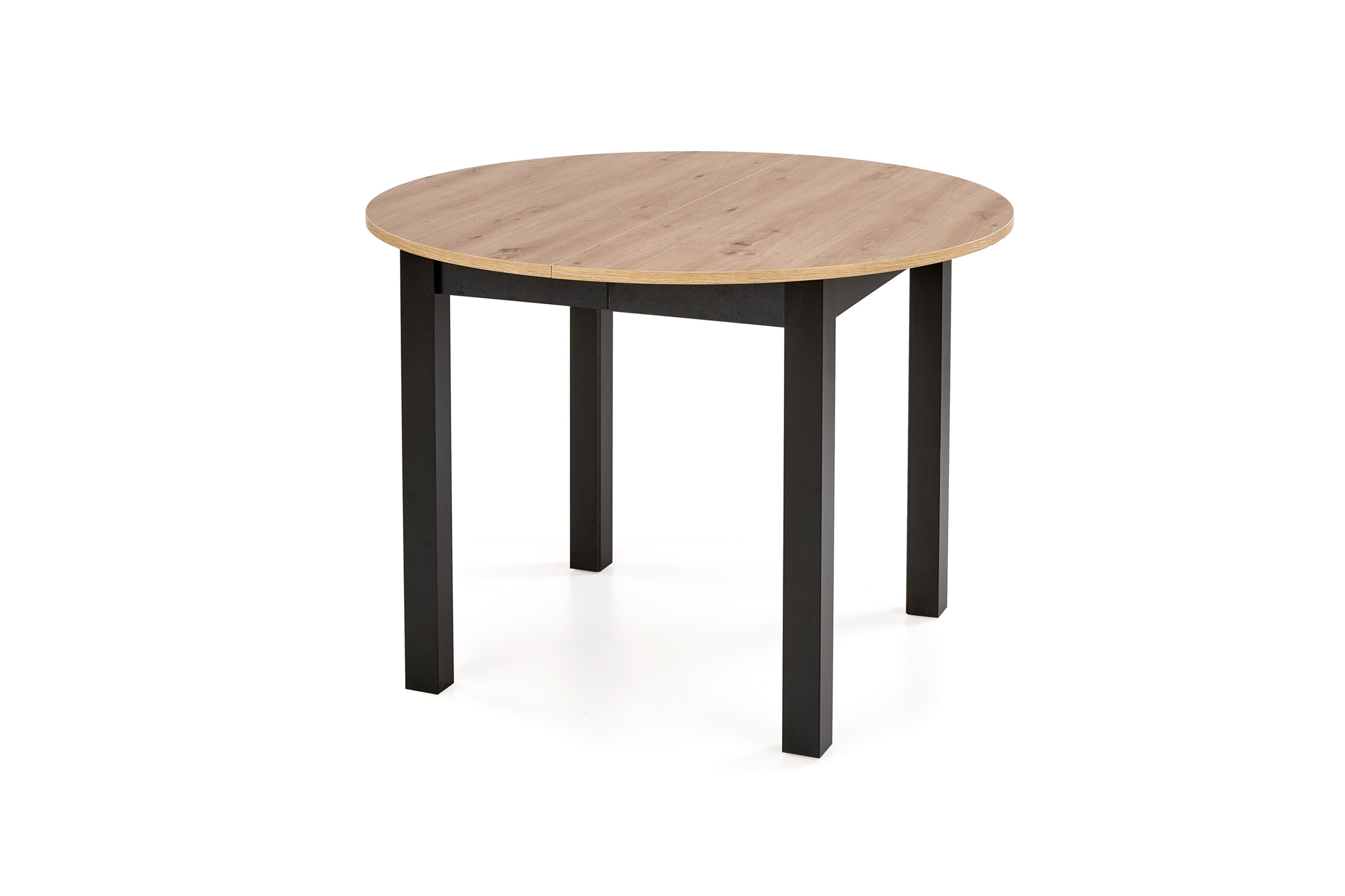 Rozkladací jedálenský stôl Neryt 102-142x102 cm - dub artisan / čierna Stôl rozkladany Neryt 102-142x102 cm okrúhly- Dub artisan / Čierny