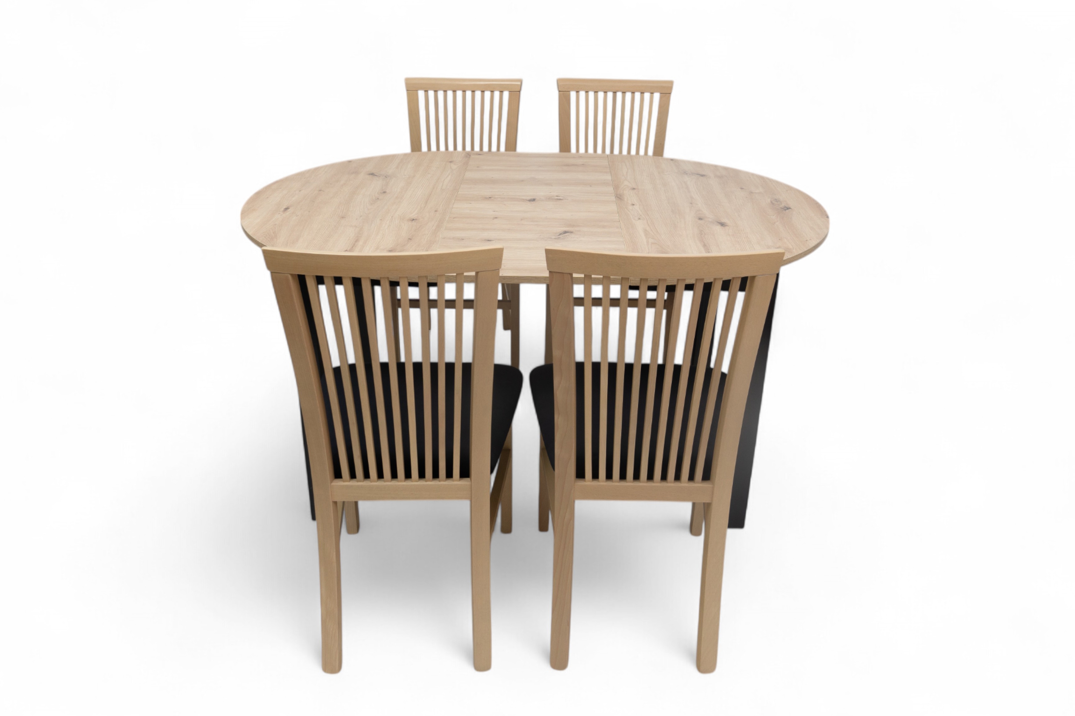 Rozkladací jedálenský stôl Neryt 102-142x102 cm - dub artisan / čierna Stôl rozkladany Neryt 102-142x102 cm okrúhly- Dub artisan / Čierny