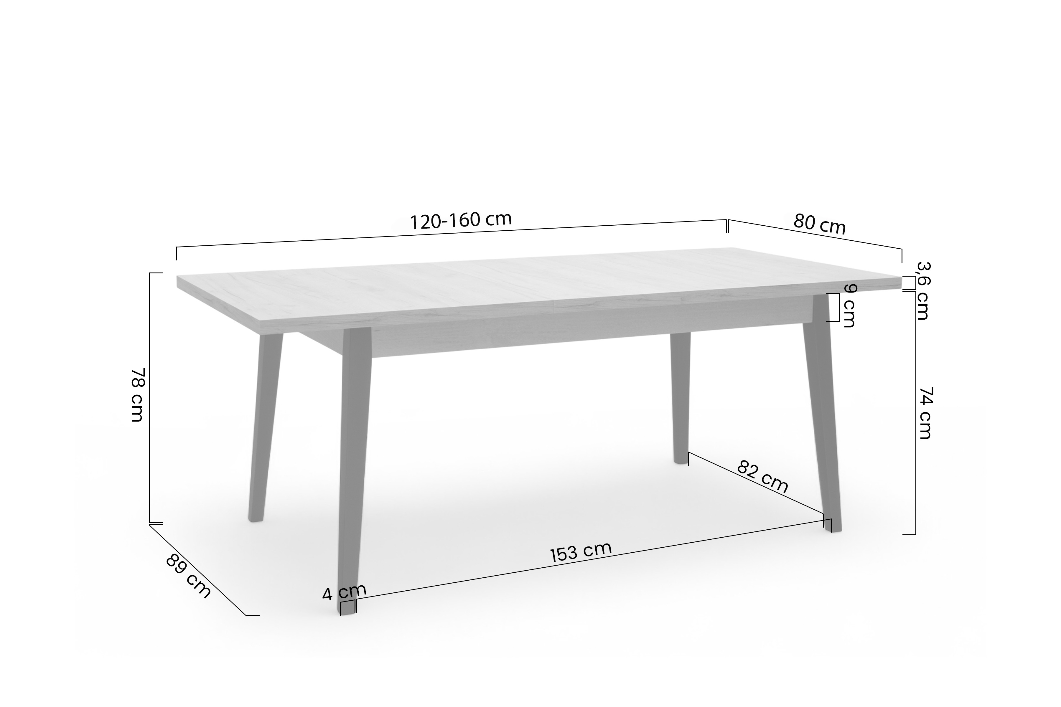 Rozkládací jídelní stůl Paris - 120-160x80 cm - dub craft / černé nohy Stůl rozkladany Paris 120-160x80 cm - dub craft / černé nožičky