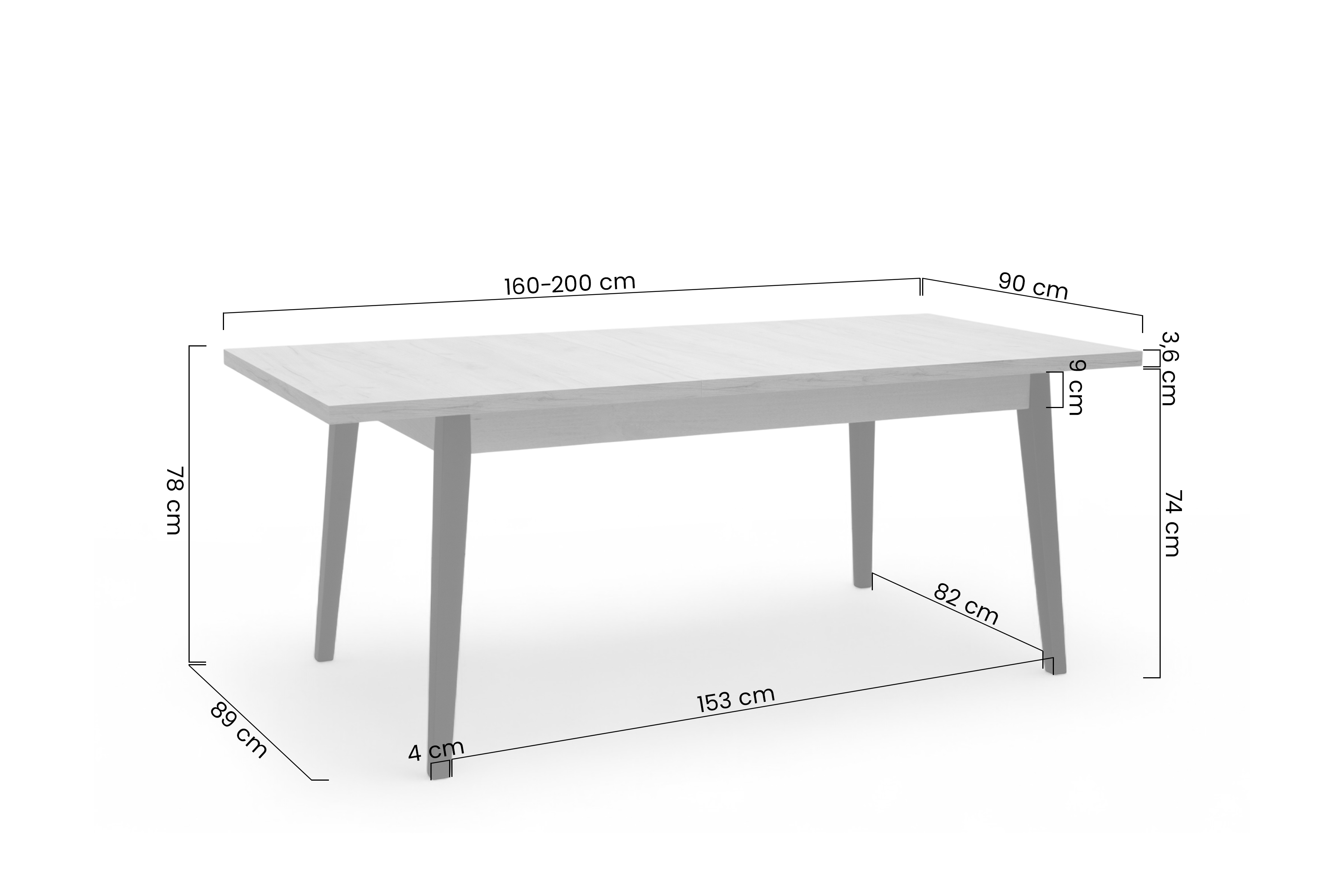 Rozkládací jídelní stůl Paris - 160-200x90 cm - dub craft / černé nohy Stůl rozkladany Paris 160-200x90 cm - dub craft / černé nožičky