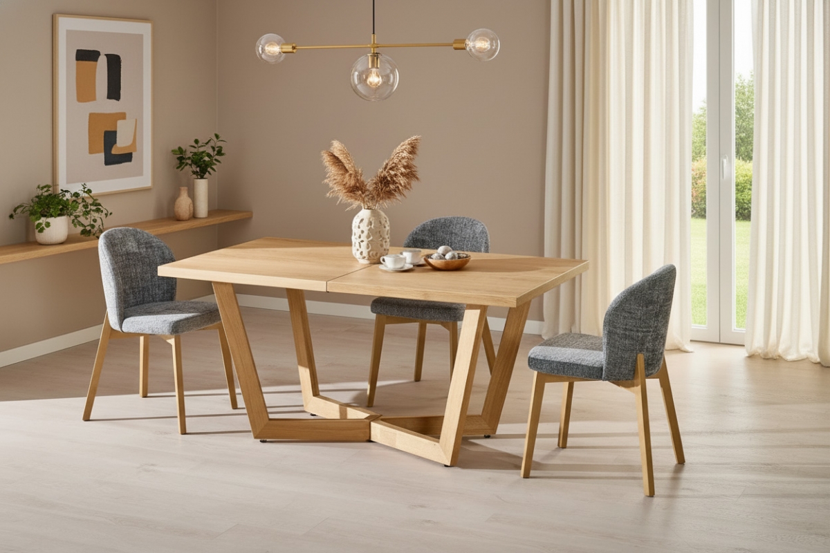 Rozkládací jídelní stůl Salvio 160-250x90 cm dřevěný - přírodní dub Stůl rozkladany Salvio 160-250x90 cm dřevo - dub přírodní