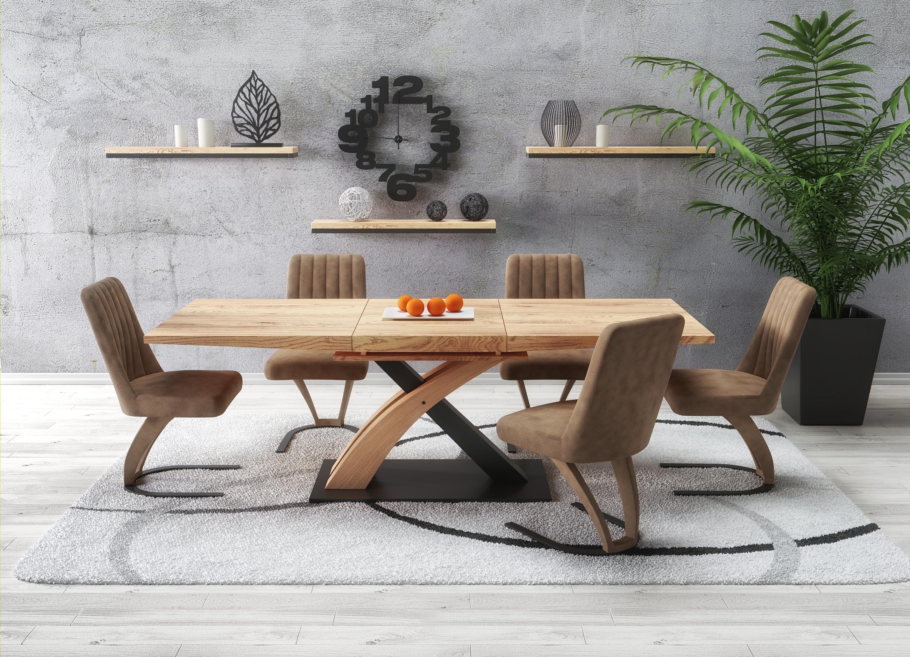 Sandor 3 összecsukható asztal 160/200x90 cm - tölgyfa sárga / fekete stůl rozkladany sandor 3 Dub Žlutý / Fekete