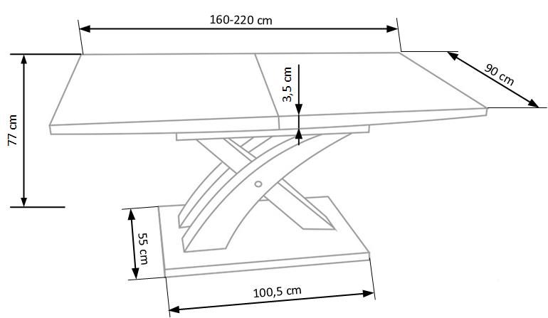 Masă pliabilă Sandor 160-220 cm - Stejar Galben stůl rozkladany sandor Dub Žlutý