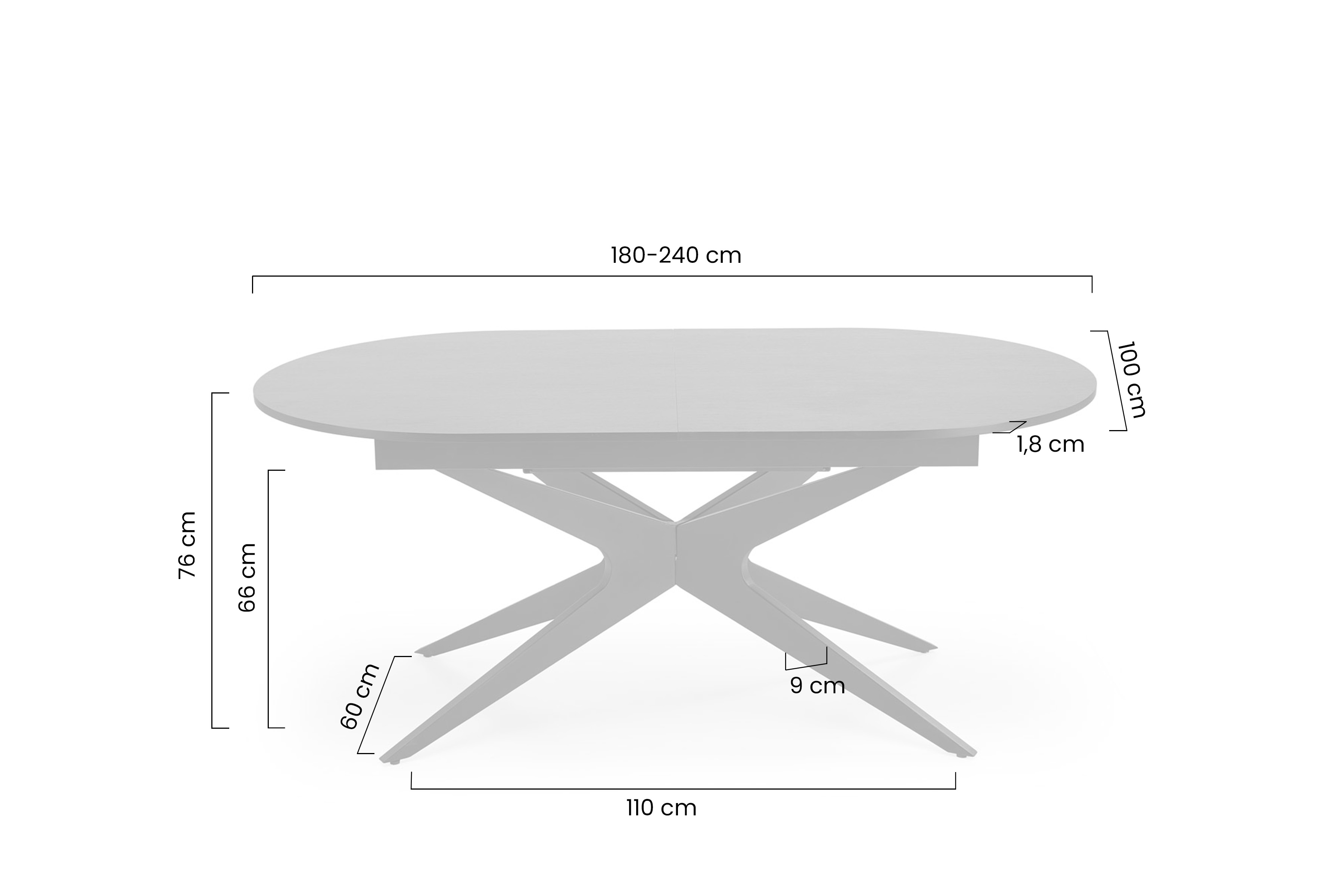 Rozkladací jedálenský stôl Selvio 180-240x100 cm - čierna Stôl rozkladany Selvio 180-240 x 100 cm - Čierny