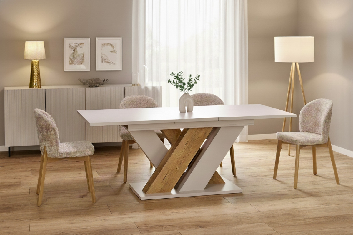 Rozkládací stůl Silvano 160-200x90 cm - kašmír / dub cremona Stůl rozkladany Silvano 160-200x90 cm - kašmír / dub cremona