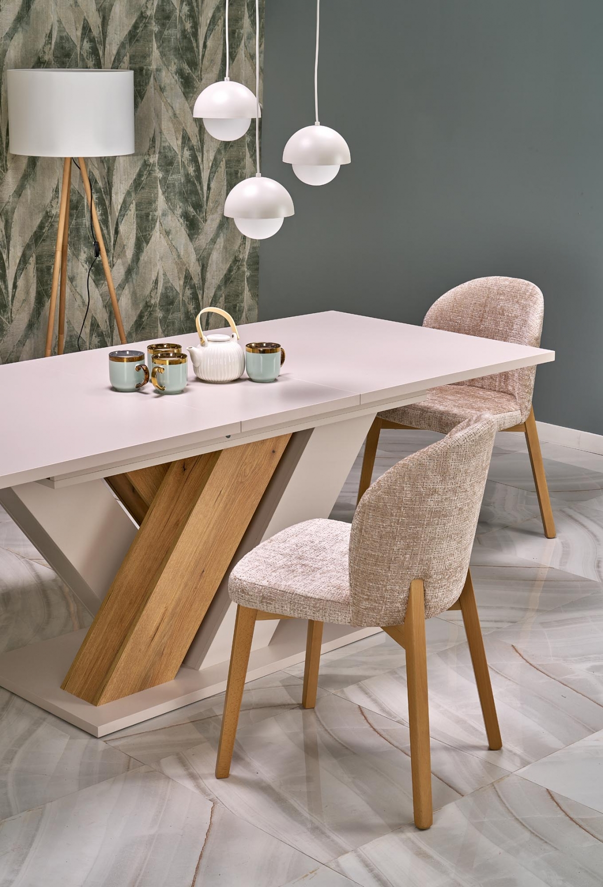 Rozkladací jedálenský stôl Silvano 160-200x90 cm - kašmír / dub cremona Stôl rozkladany Silvano 160-200x90 cm - kašmír / Dub cremona