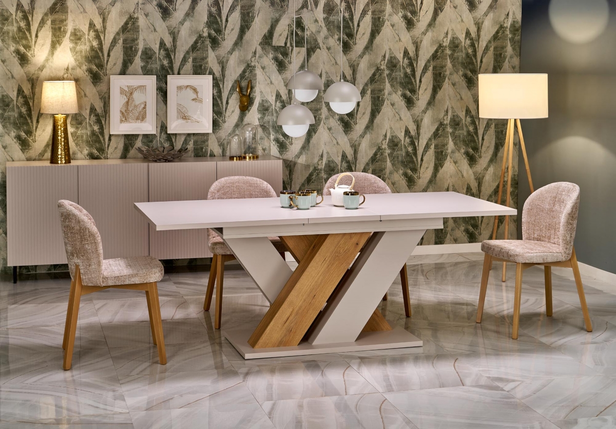 Rozkladací jedálenský stôl Silvano 160-200x90 cm - kašmír / dub cremona Stôl rozkladany Silvano 160-200x90 cm - kašmír / Dub cremona