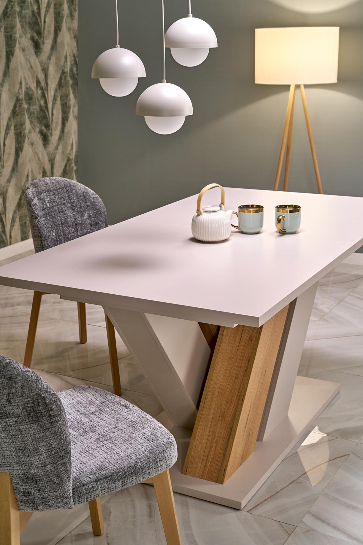 Rozkladací jedálenský stôl Silvano 160-200x90 cm - kašmír / dub cremona Stôl rozkladany Silvano 160-200x90 cm - kašmír / Dub cremona