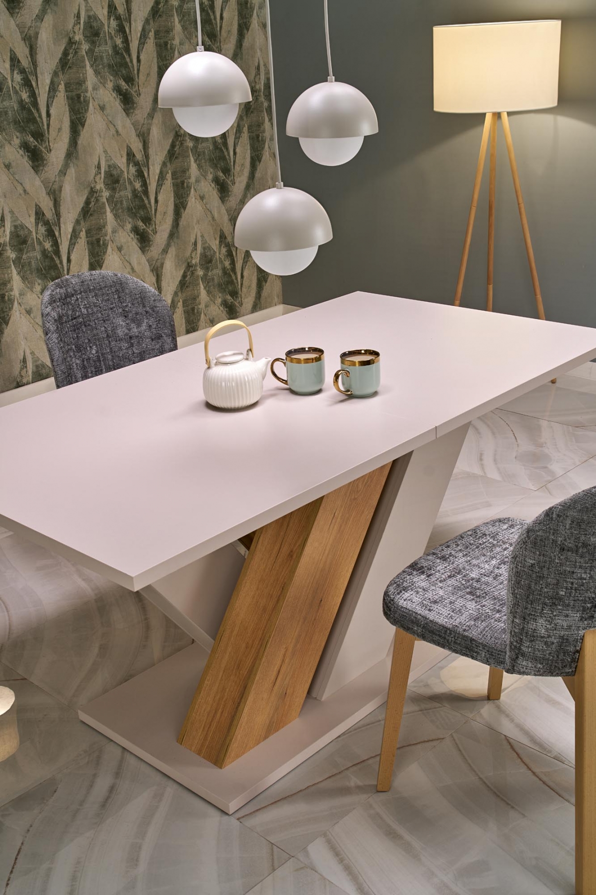 Rozkladací jedálenský stôl Silvano 160-200x90 cm - kašmír / dub cremona Stôl rozkladany Silvano 160-200x90 cm - kašmír / Dub cremona