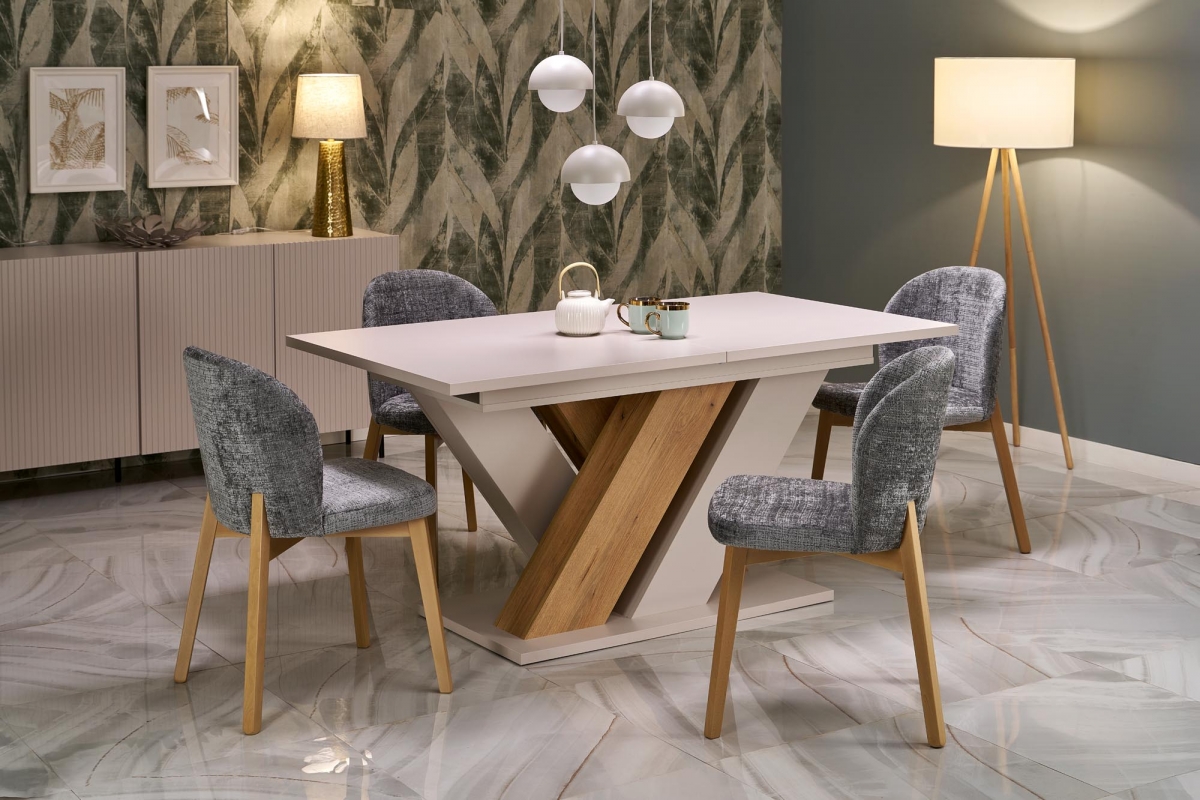 Rozkladací jedálenský stôl Silvano 160-200x90 cm - kašmír / dub cremona Stôl rozkladany Silvano 160-200x90 cm - kašmír / Dub cremona