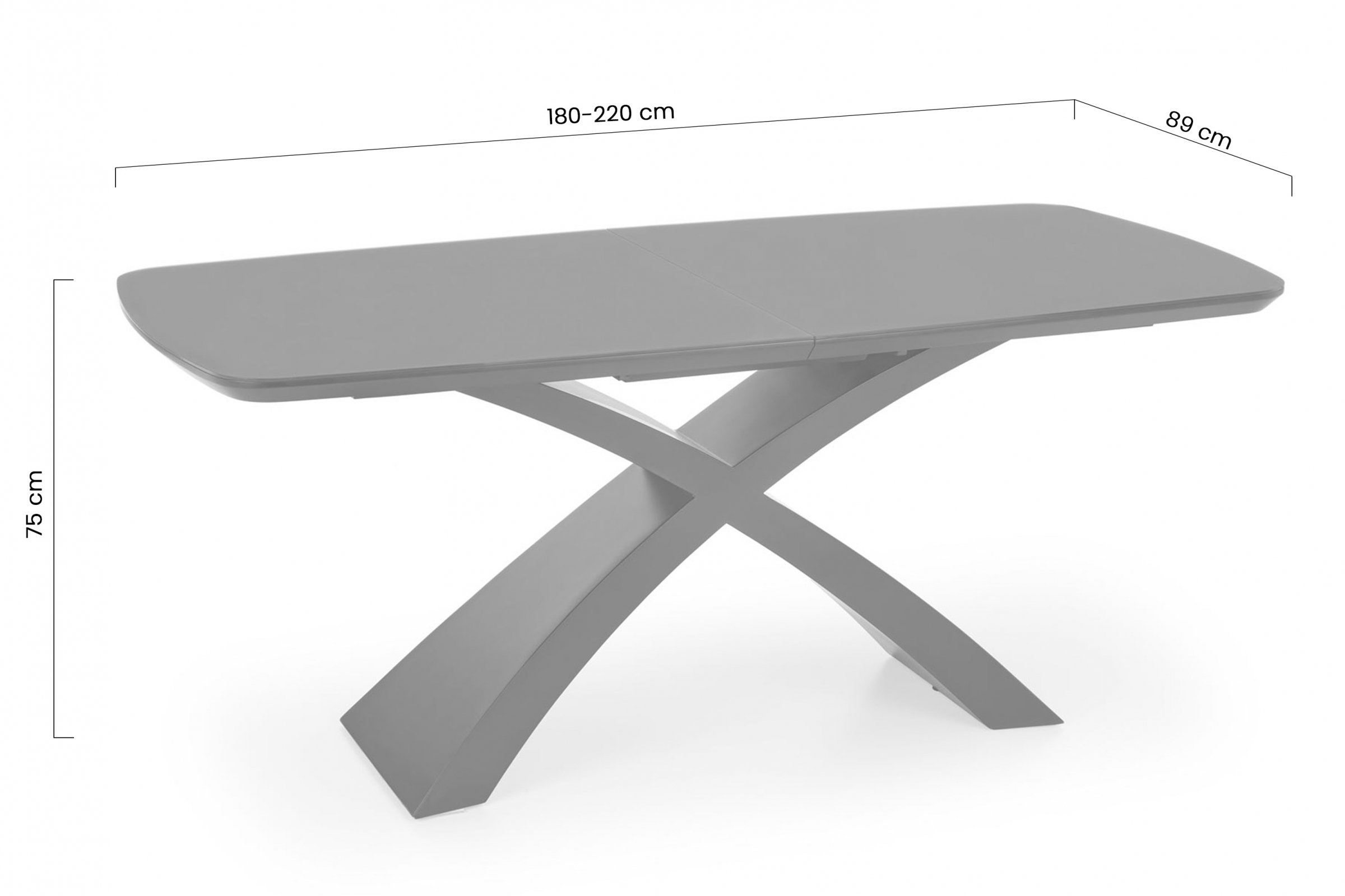 Rozkládací jídelní stůl Virello 180–220x89 cm – tmavě šedá / černé nohy Stůl rozkladany Silvestro 180-220x89 cm - tmavý popelavá / černé nožičky