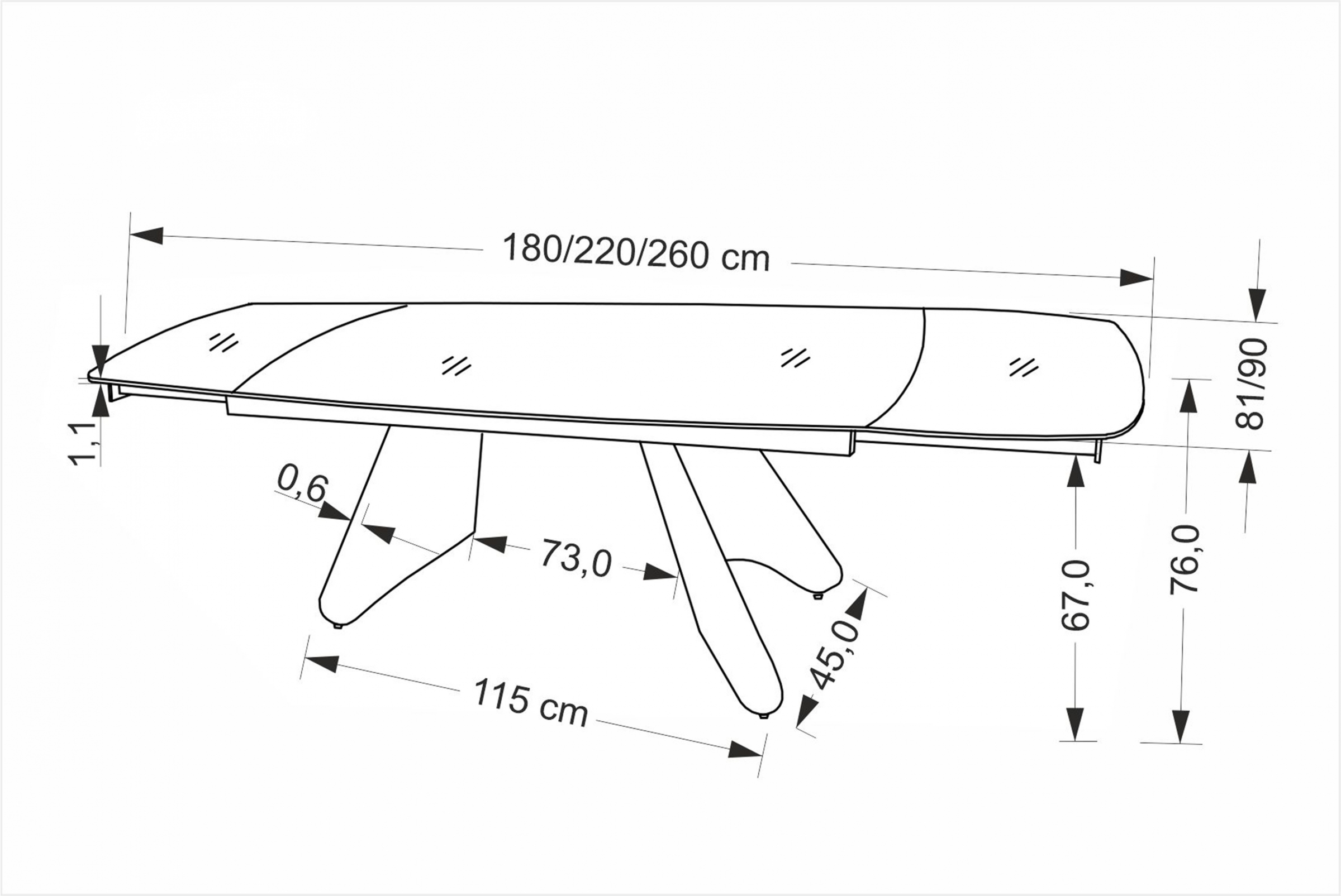 Rozkládací jídelní stůl Tavero - 180x260x90 cm - travertin / kašmír Stůl rozkladany Tavero 180-260 x 90 cm -  travertin / kašmír 