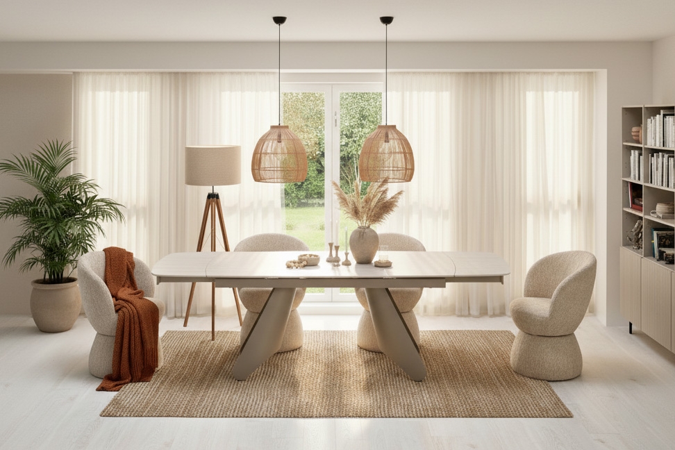 Rozkladací stôl Tavero 180-260x90 cm - travertínový kameň / kašmír Stôl rozkladany Tavero 180-260x90 cm - kamien Travertín / kašmír