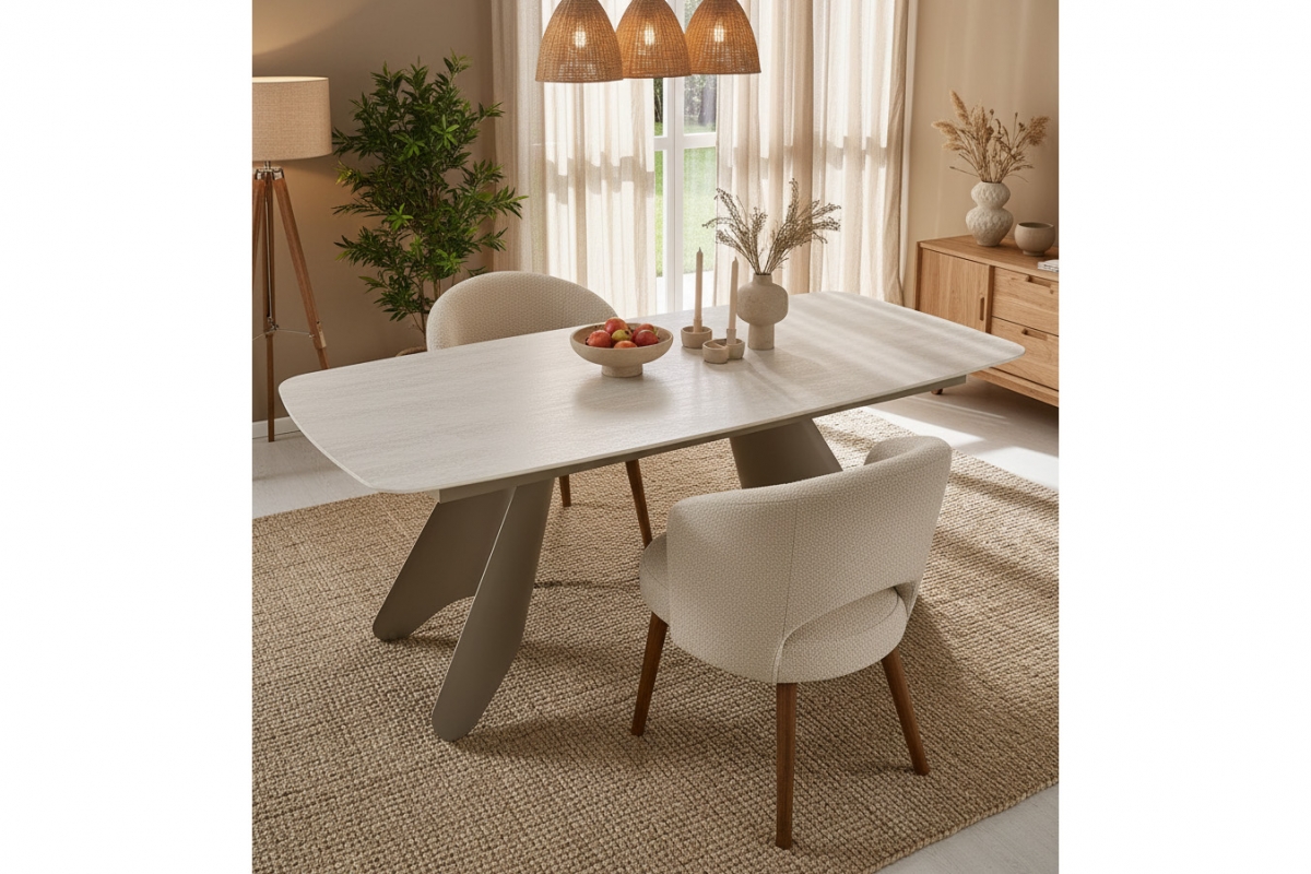 Rozkladací stôl Tavero 180-260x90 cm - travertínový kameň / kašmír Stôl rozkladany Tavero 180-260x90 cm - kamien Travertín / kašmír