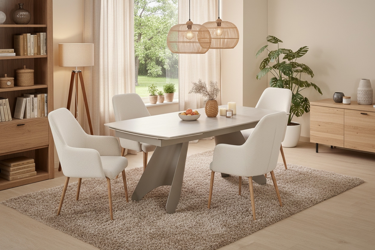 Rozkladací stôl Tavero 180-260x90 cm - travertínový kameň / kašmír Stôl rozkladany Tavero 180-260x90 cm - kamien Travertín / kašmír