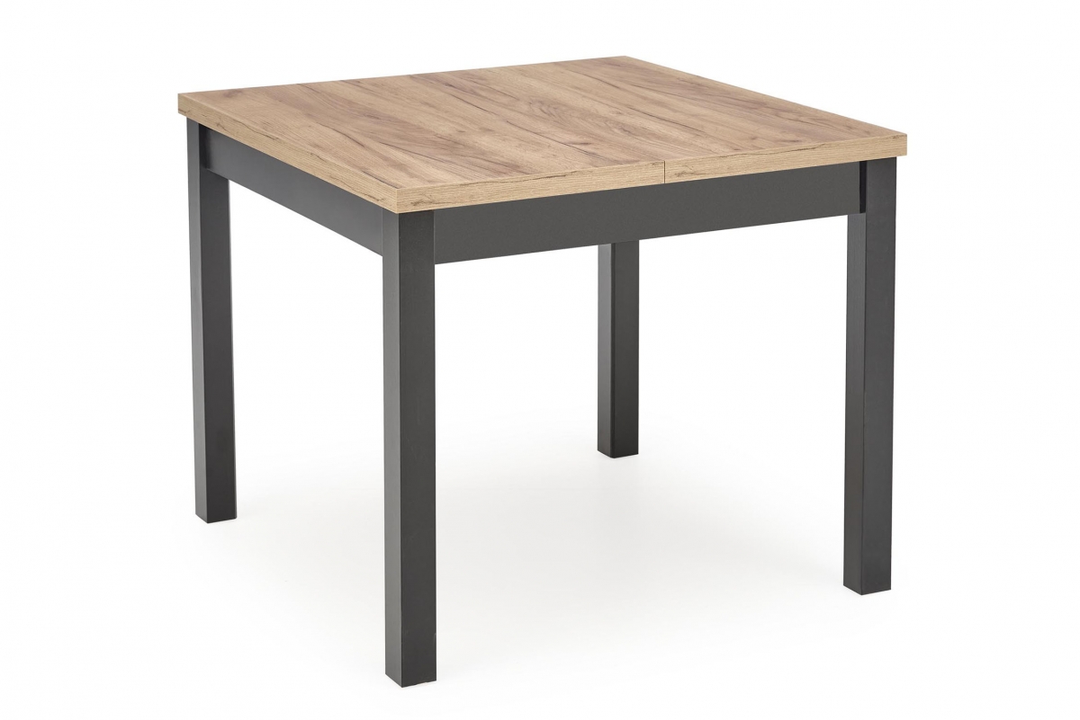 Rozkládací jídelní stůl Tiago Kwadrat 90-125x90 cm - dub craft / černá podnož Stůl rozkladany Tiago Čtverec 90-125x90 cm - dub craft / černá