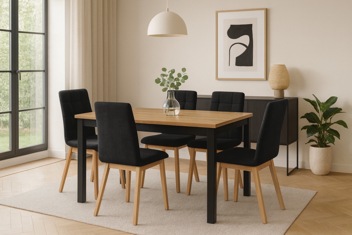 Rozkladací stôl Werona 140-220x80 cm – dub craft / čierne nohy Stôl rozkladany Werona 140-220x80 cm - Dub craft / čierny nožičky