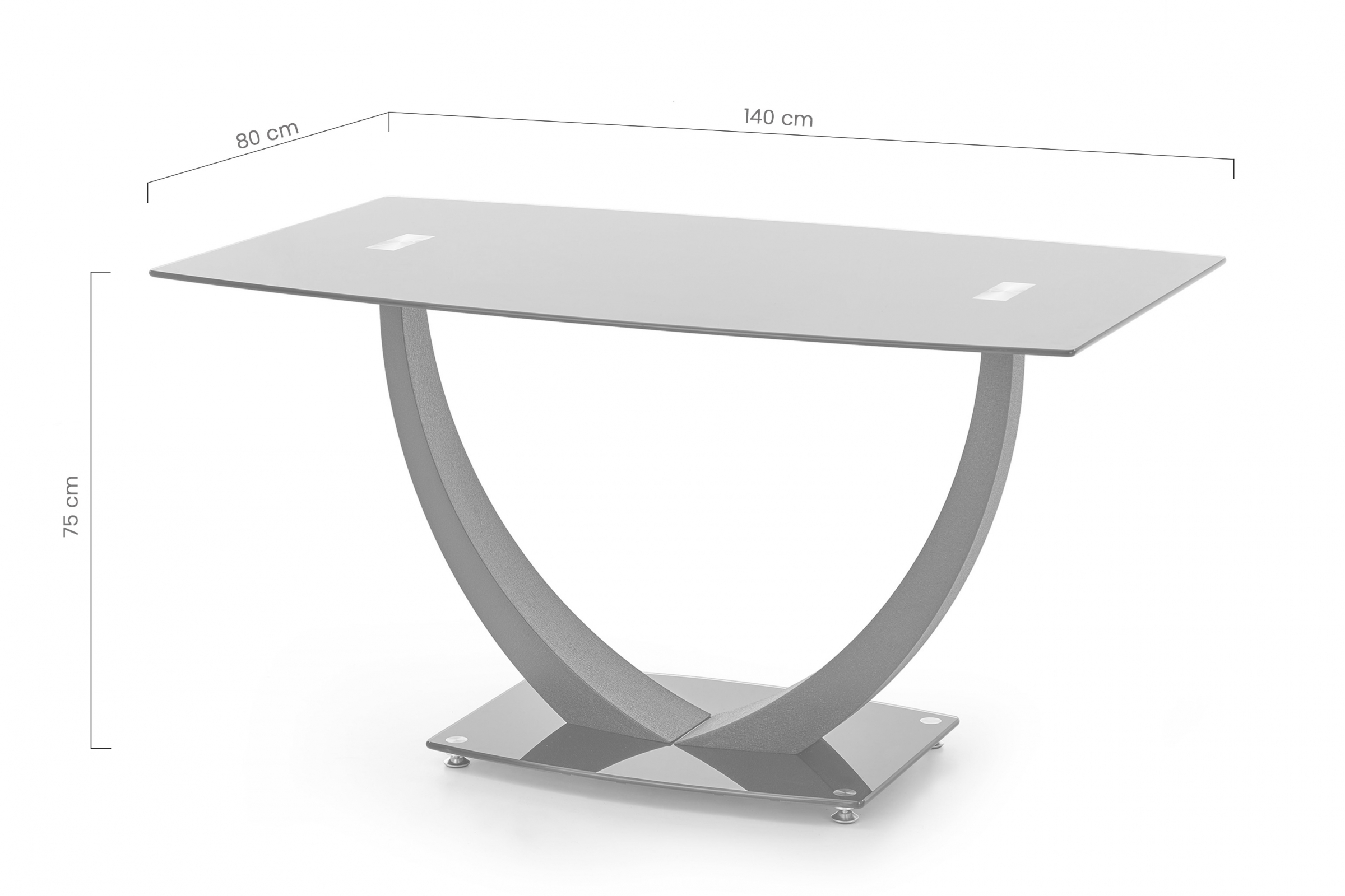 Skleněný jídelní stůl Anton 140x80 cm - černý Stůl szklany Noti 140x80 cm - černá