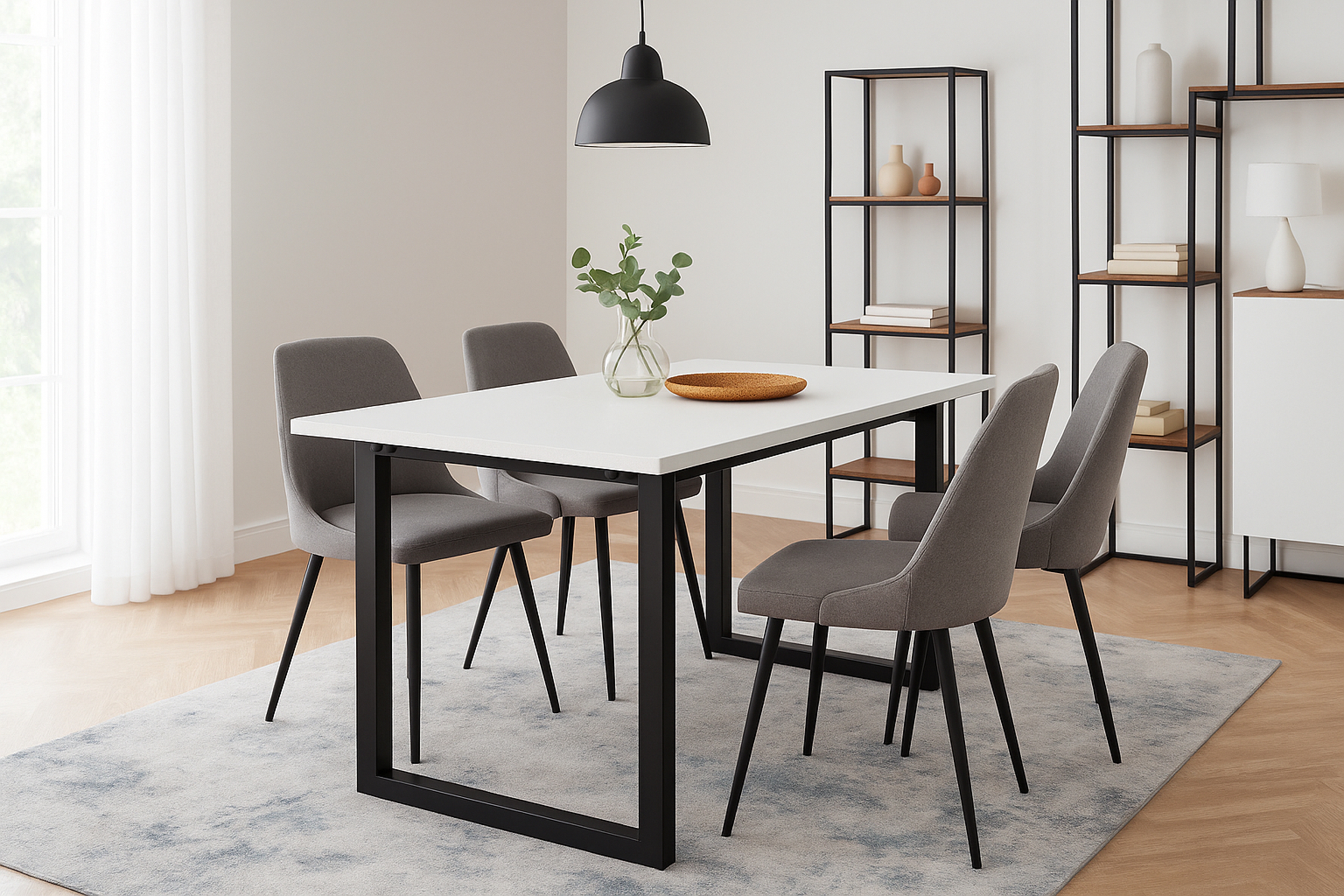 Jídelní stůl Temir loft 138x80 cm - arktická bílá Stůl Temir loftový pro jídelny - bílá arktyczna