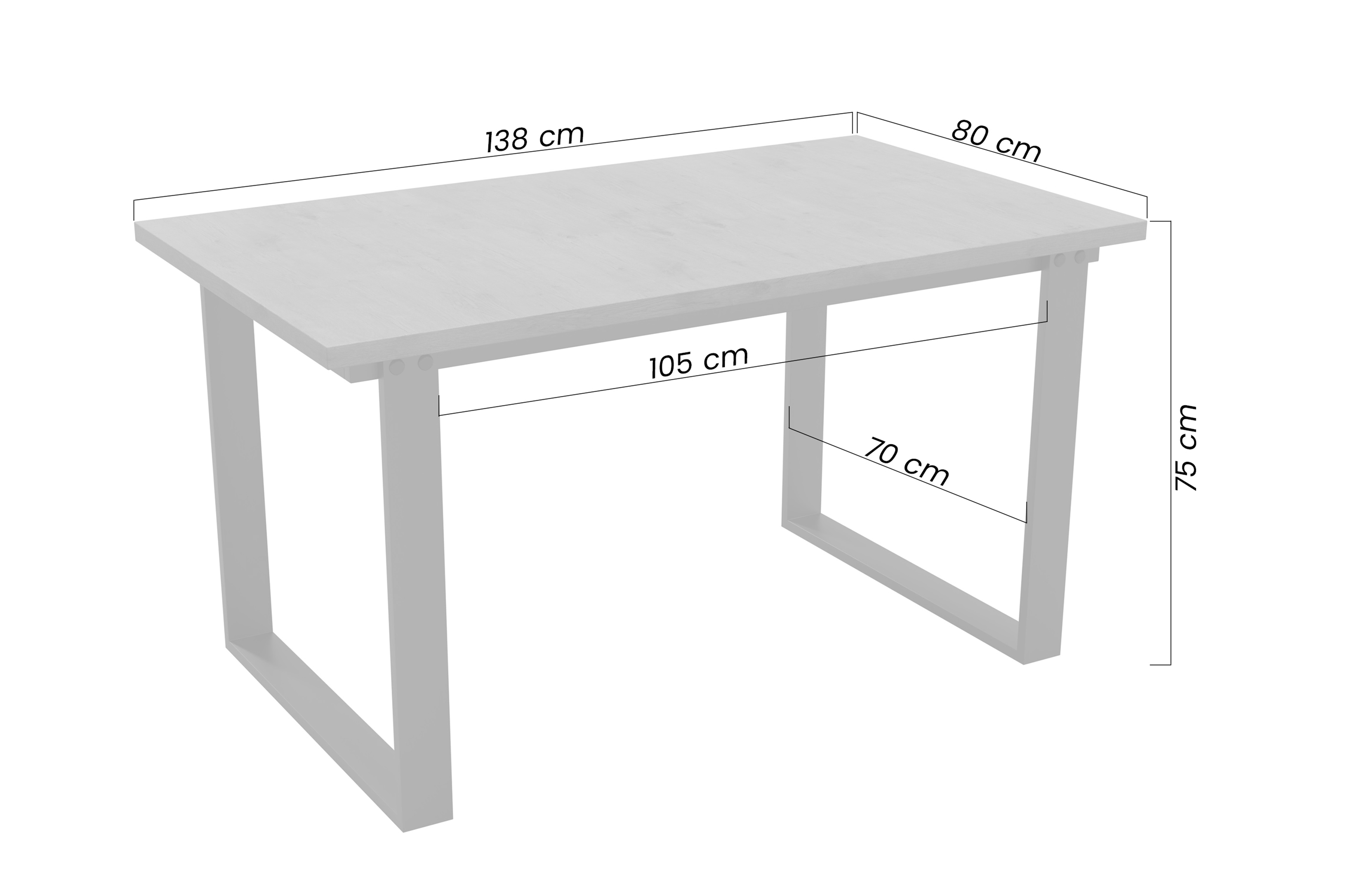 Jídelní stůl Temir loft 138x80 cm - arktická bílá Stůl Temir loftový pro jídelny - bílá arktyczna