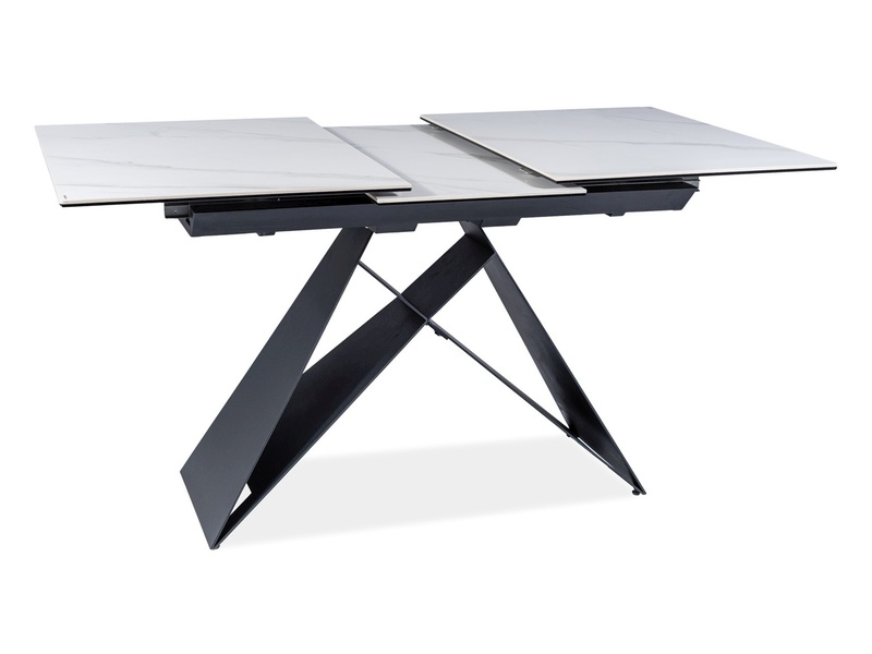 Stôl rozkladany Westin SC 120-160x80 cm - Biely / mramorový efekt  / Čierny mat stOL westin sc biely mracamový efekt /čierny mat 120(160)x80