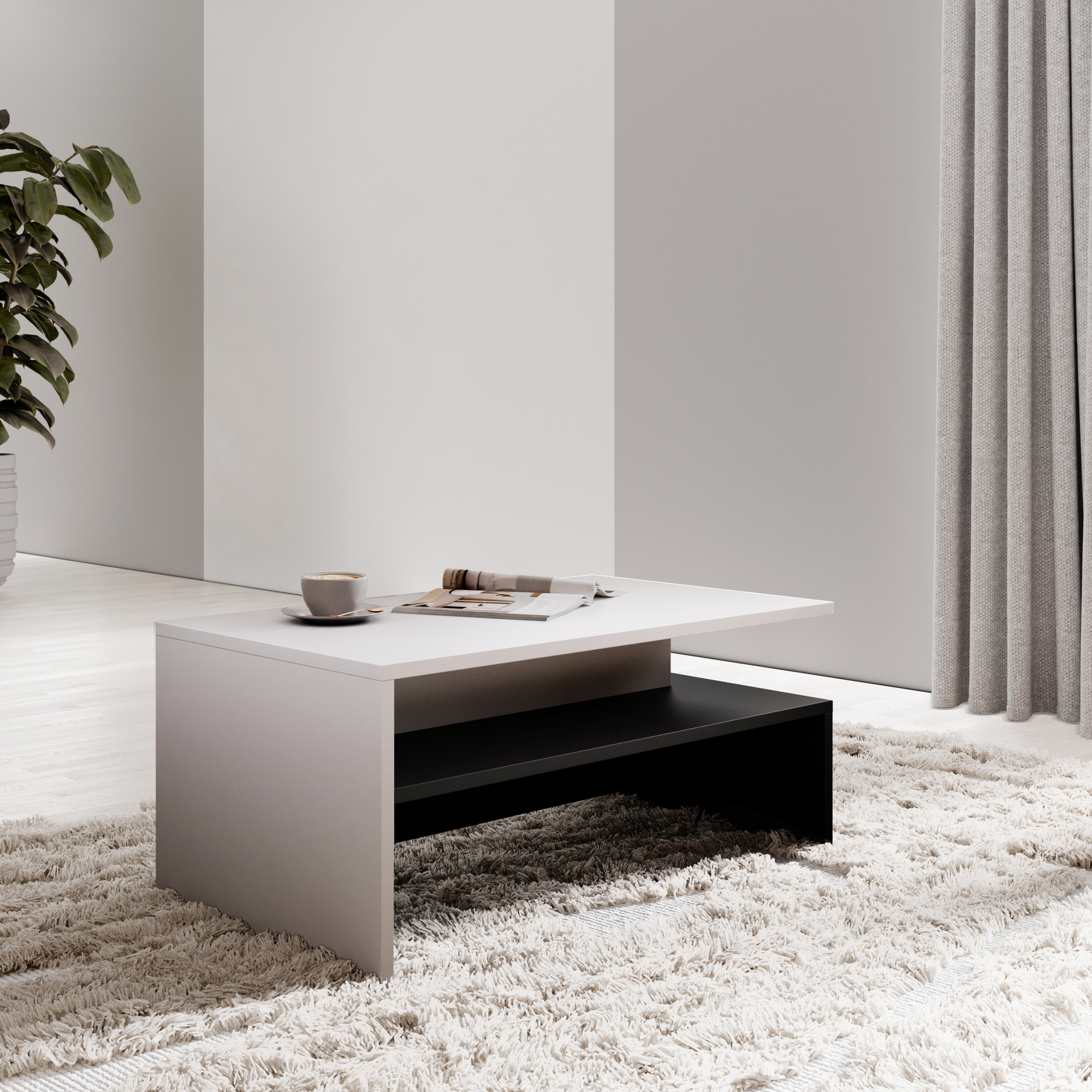 Konferenční stolek Baros 100x60 cm - bílá / černá stolek kawowy Baros 99 - 100x60 cm - bílá / černá